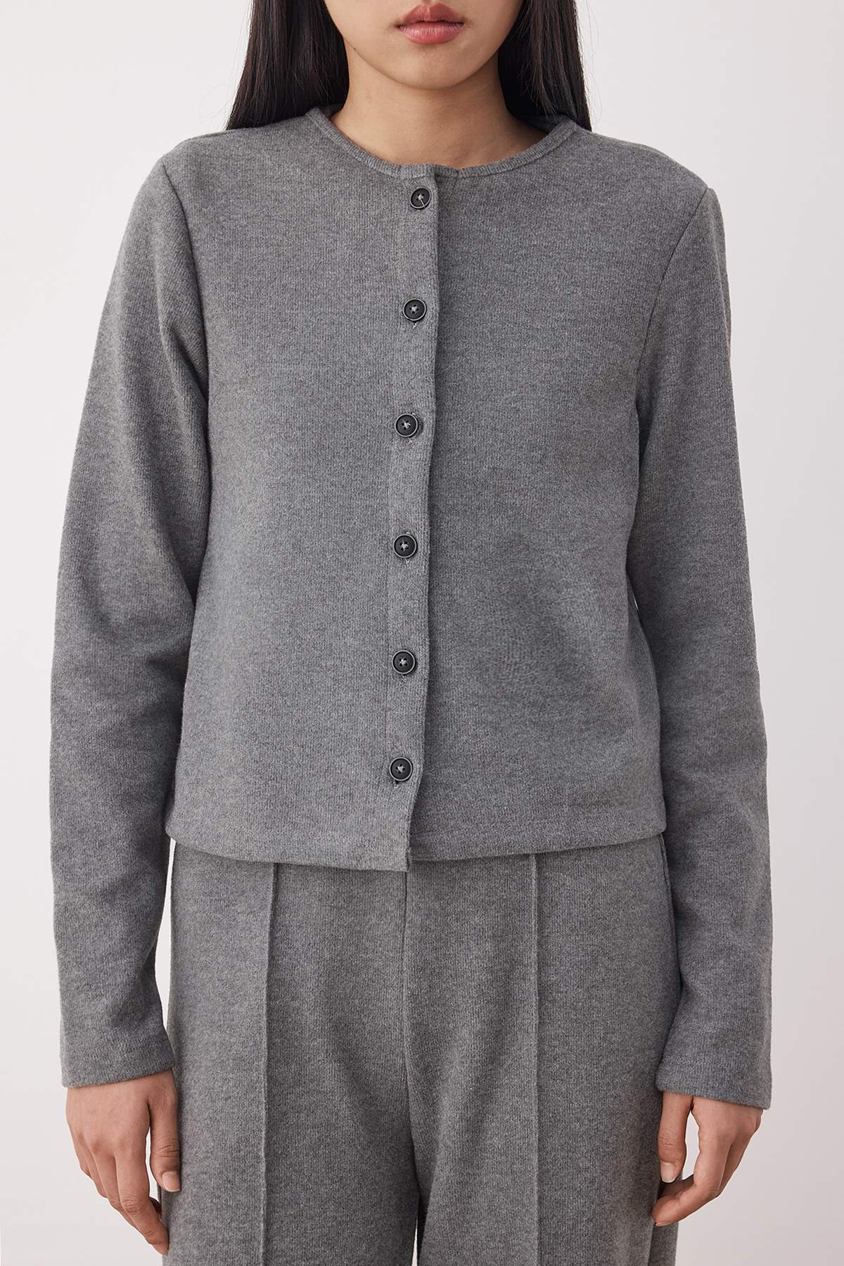 Trendyolmilla  Antrasit 3'Lü Selanik/Triko Görünümlü Düğmeli Esnek Örme Alt - Üst Takım TWOAW26AU00052 - Görsel 4