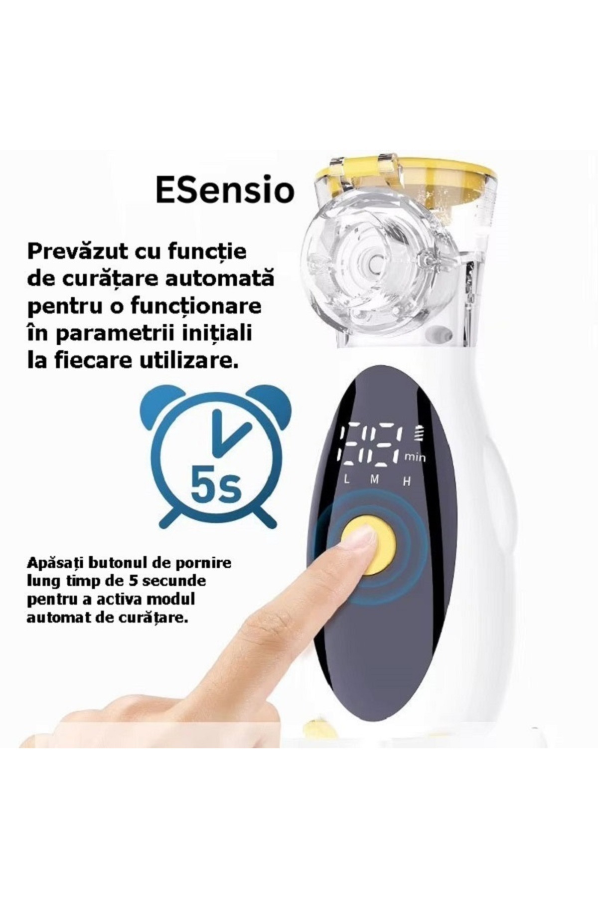 ESensio-P1-360+ Mesh Nebulizer – Mesh Technology Portable, Silent, LED Display, Rechargeable, Masks Included 3