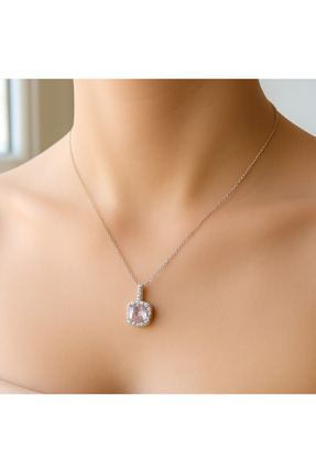 MODA Zirkon Taşlı 925 Ayar Gümüş Baget Kolye