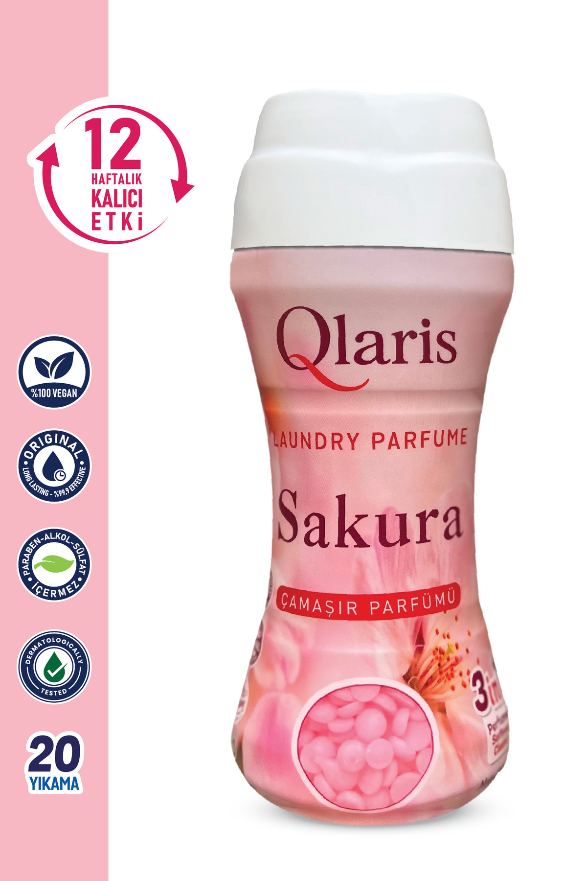 QLARIS Vegan Formüllü Granül Çamaşır Parfümü & Çamaşır Yumuşatıcısı SAKURA 210 gr