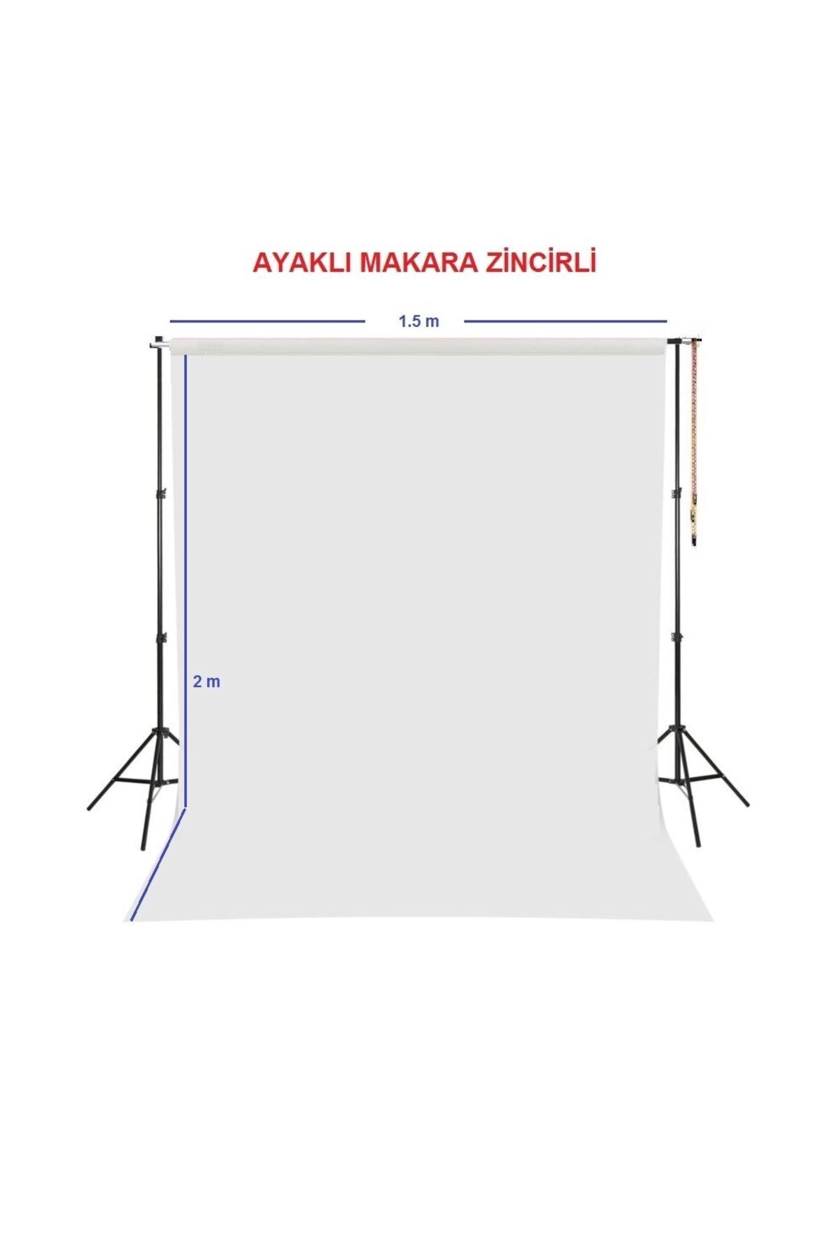 White Screen Beyaz Fon Perde (150x200cm) Ayaklı Makara Zincirli