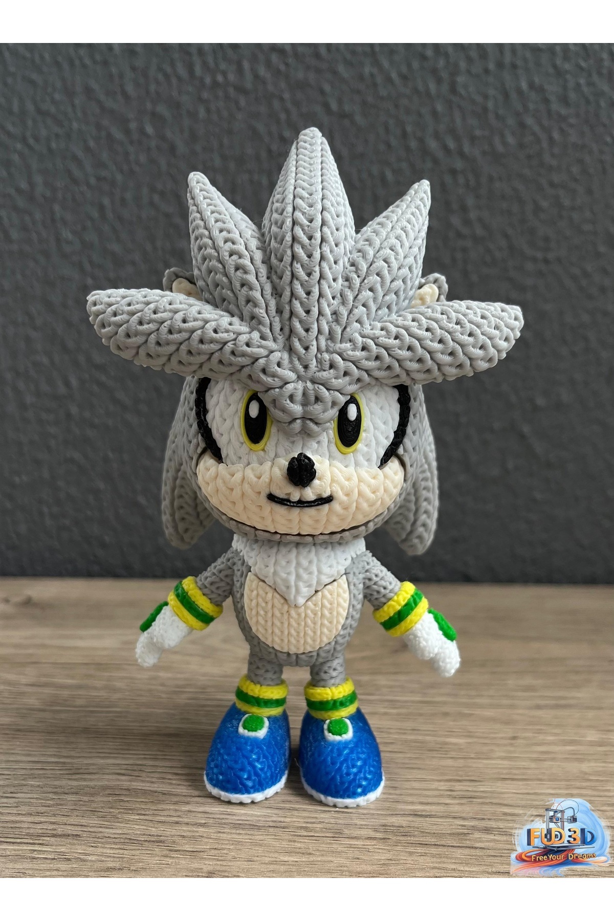 Fud3D Silver The Hedgehog Örgü Görünümlü Figür 14 cm (Versiyon 2