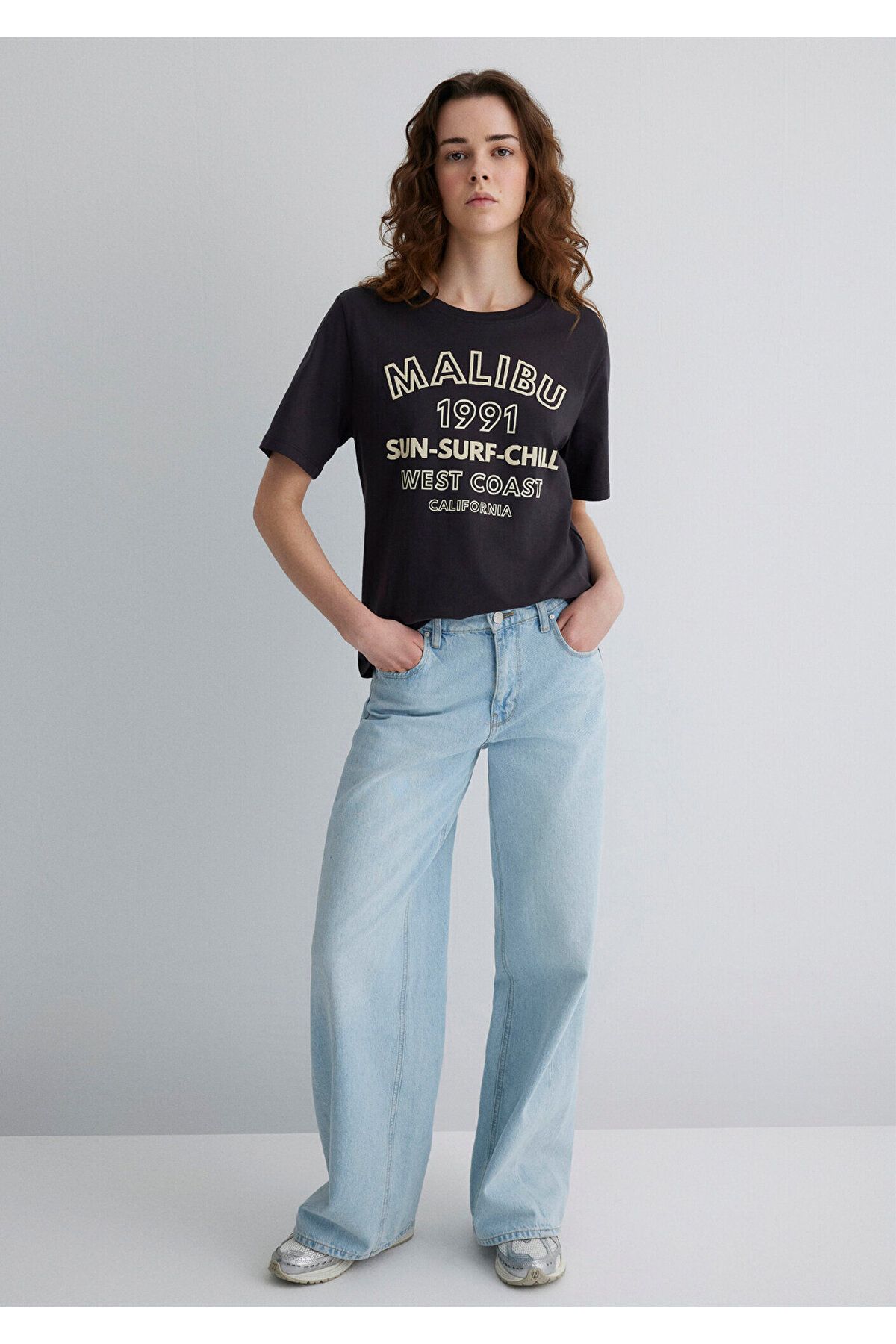 Mavi-Malibu Printed Anthracite T-Shirt Regular Fit 1613184-70087 2