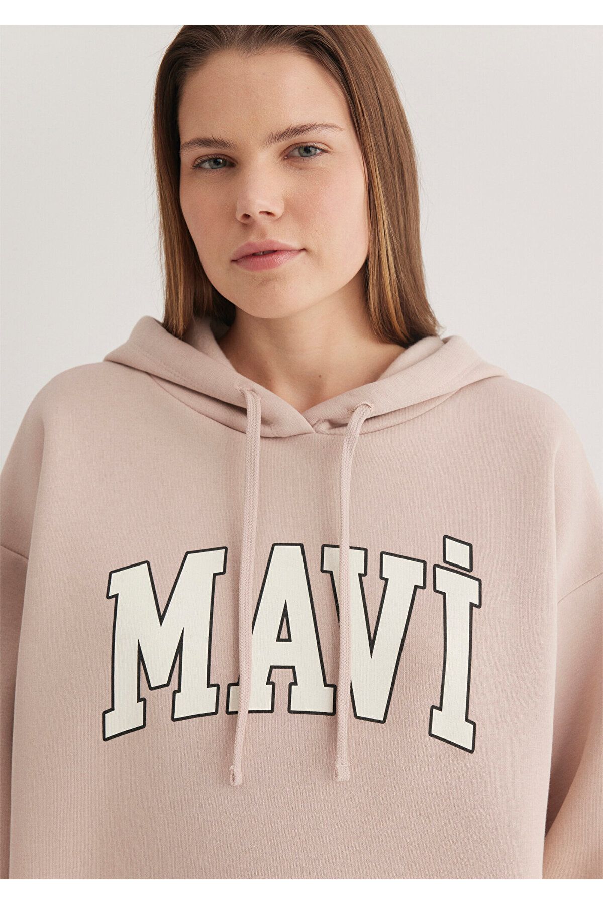 Mavi-Beigefarbenes Sweatshirt mit Kapuze und Logo-Print 1600361 -70043 7
