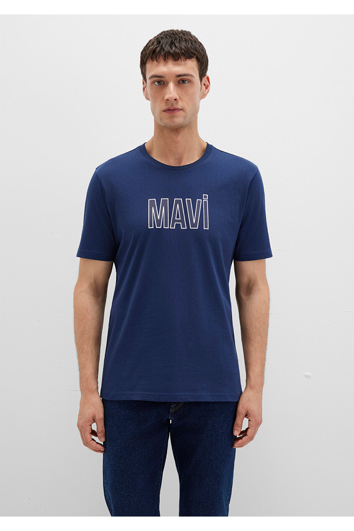 Mavi-Marineblaues T-Shirt mit Logo-Print, reguläre Passform / Regular Fit066842-70758 3