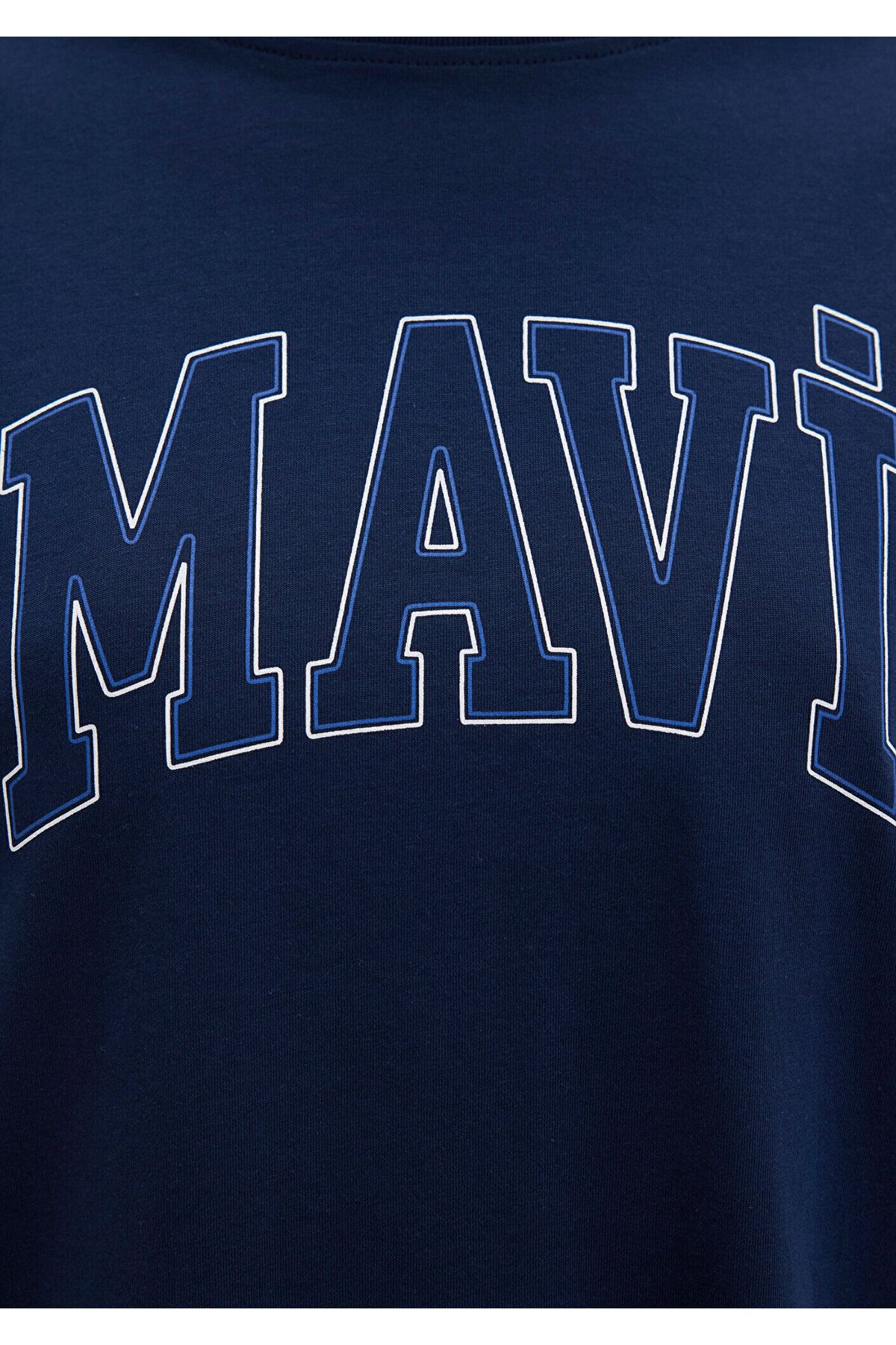 Mavi-Marineblaues T-Shirt mit Logo-Print, reguläre Passform / normaler Schnitt 1611193-70488 7