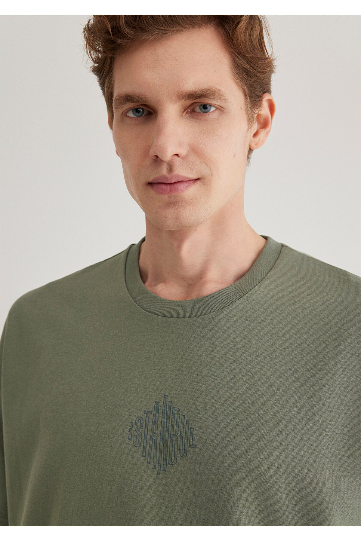 Mavi-Zadní potisk Khaki Istanbul Tričko Oversize / Široký střih0611882-80692 6