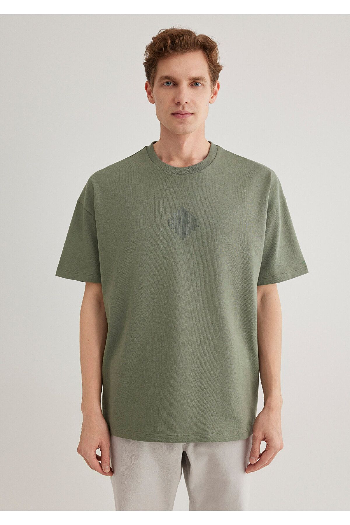 Mavi-Zadní potisk Khaki Istanbul Tričko Oversize / Široký střih0611882-80692 4