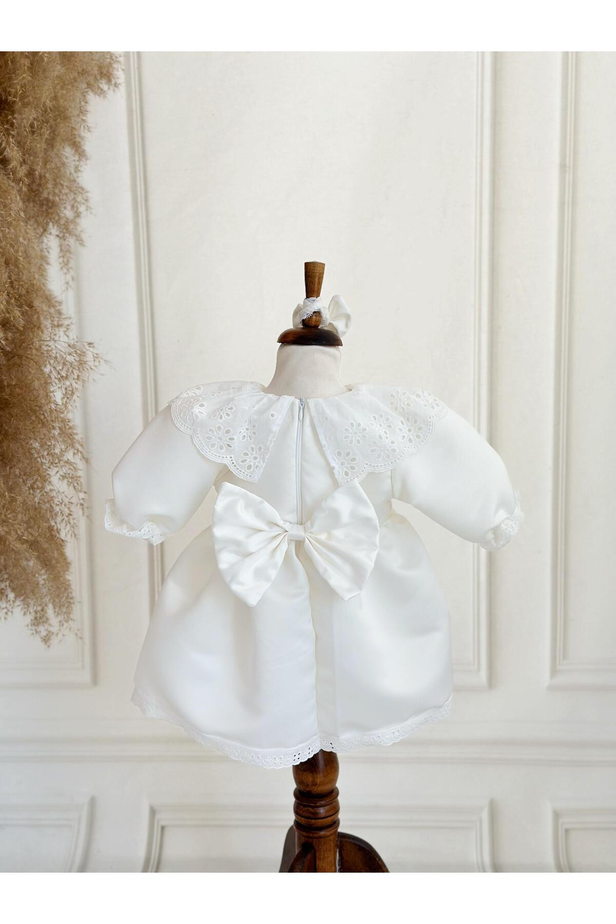 Hobidik Bebek Çocuk Kırık Beyaz Papatya Pelerin Yakalı Mevlüt Elbise Seti fotoğrafı 6 (önizleme)