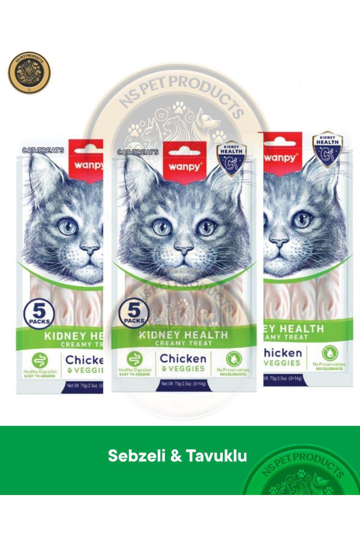 Wanpy Kidney Health Tavuk-Sebze Kedi Krema Ödülü 5x14gr 3lü Set