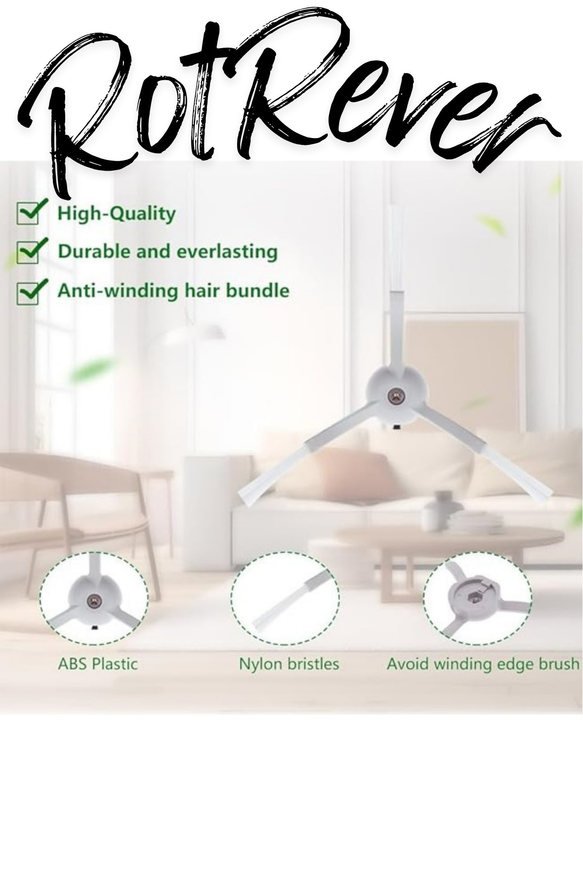 RotRever-Roborock Q8 Max, Q8 Max Plus Compatible 2 Side Brushes, 1 Rotrever Cleaning Cloth Set - 3 Pieces 7