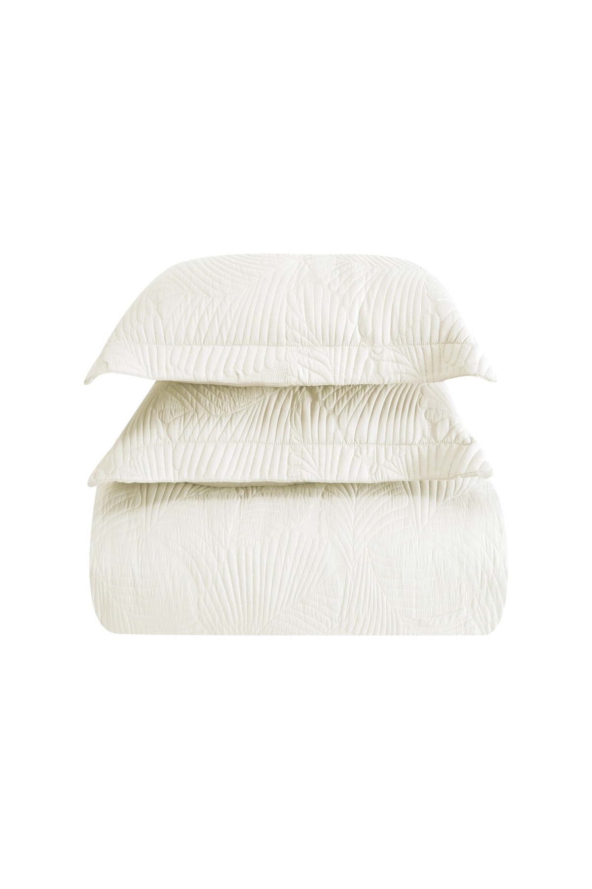 Linens-Σετ κάλυμμα διπλού κρεβατιού Leaf Ecru 3