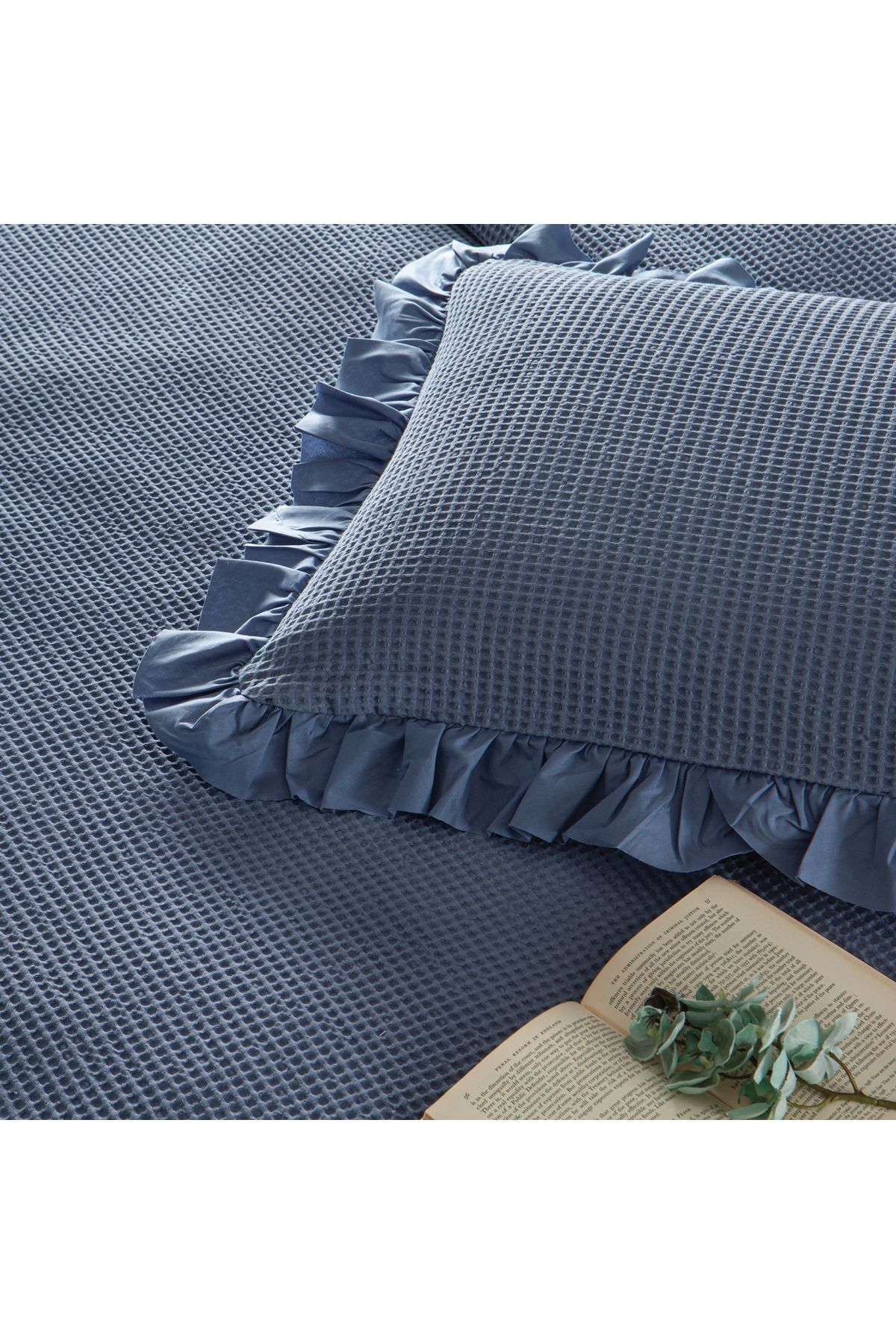 Linens-Bsp Double Bedspread Set Indigo 2