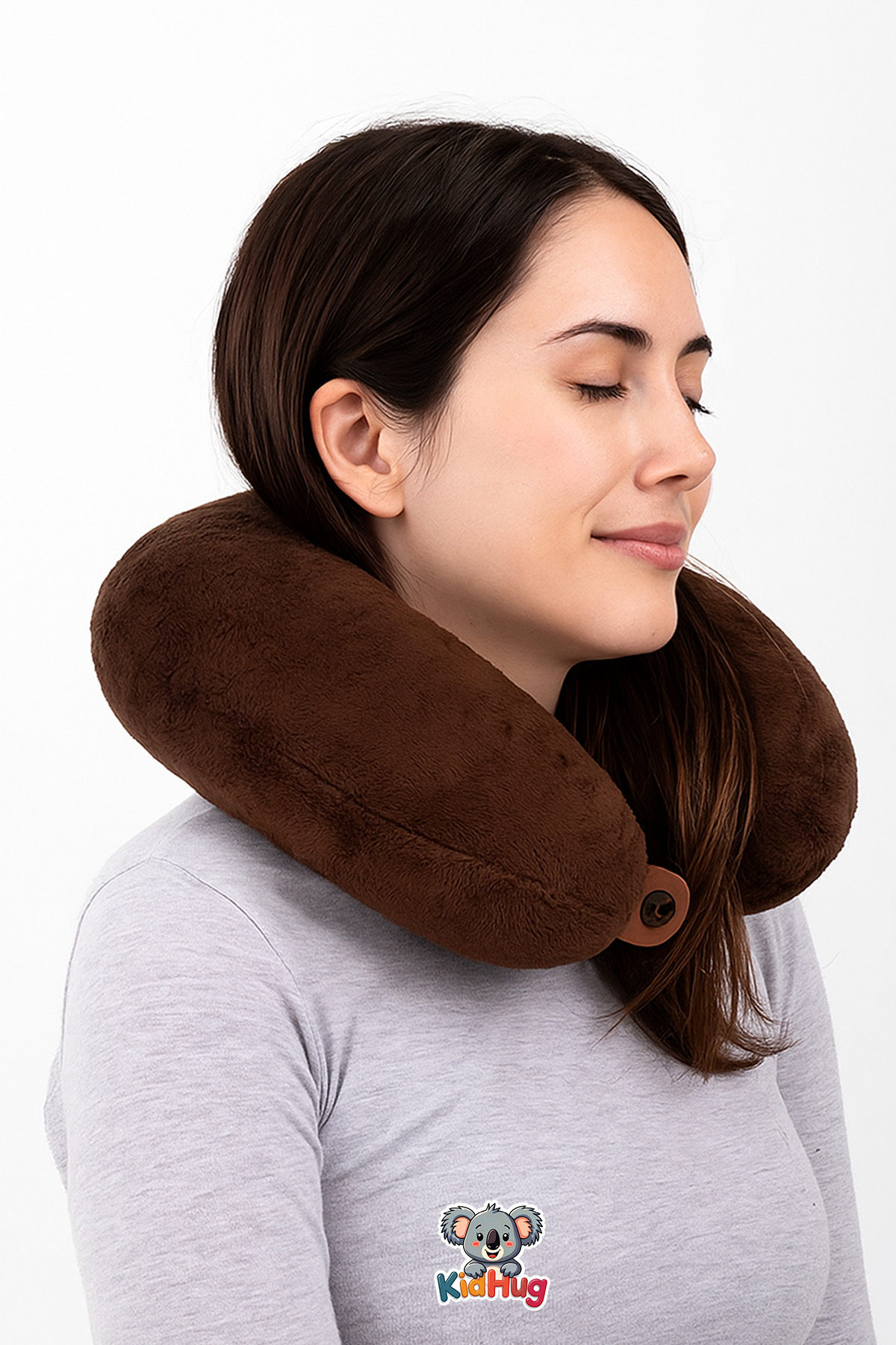 Plush Neck Pillow for Adults Plush Travel Pillow Silicone Hard Suitcase with Snap Fastener