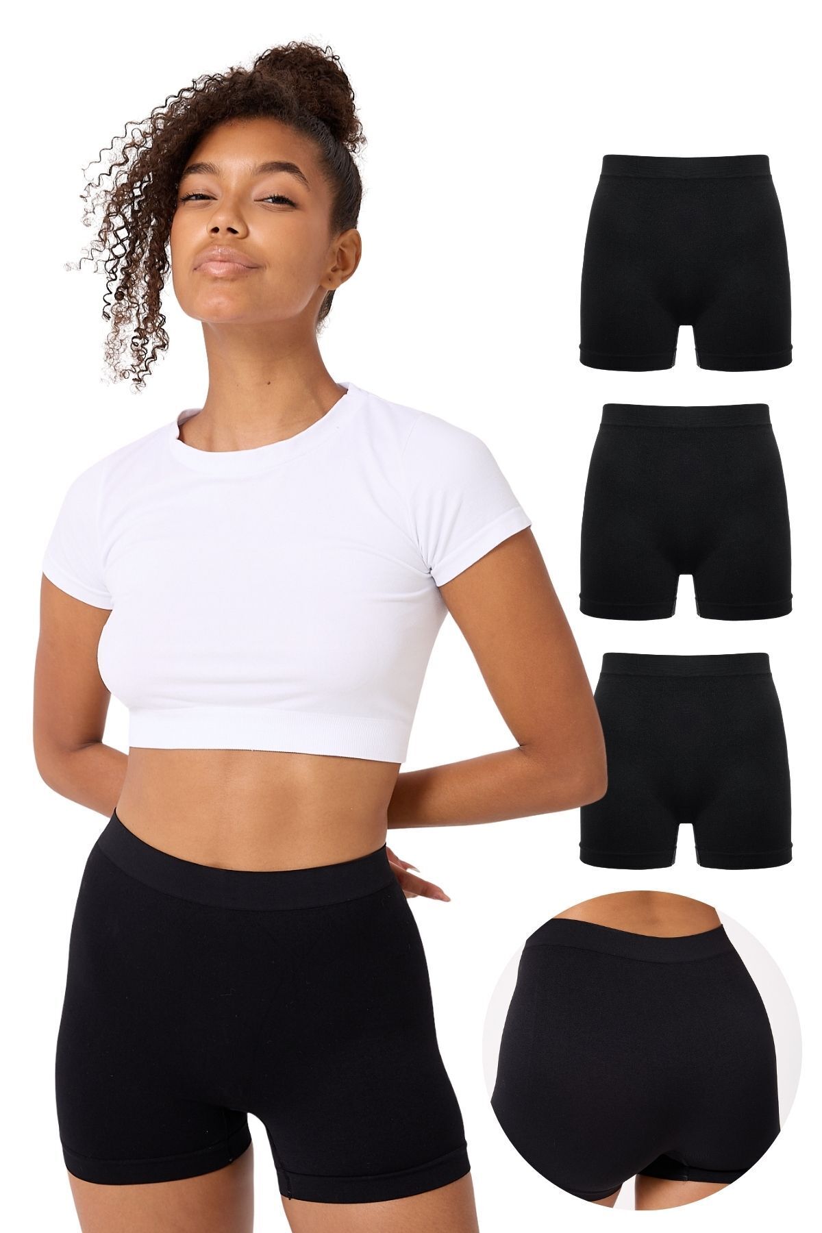 FOREVER MORE 3'lü Kadın Dikişsiz Basic Boxer