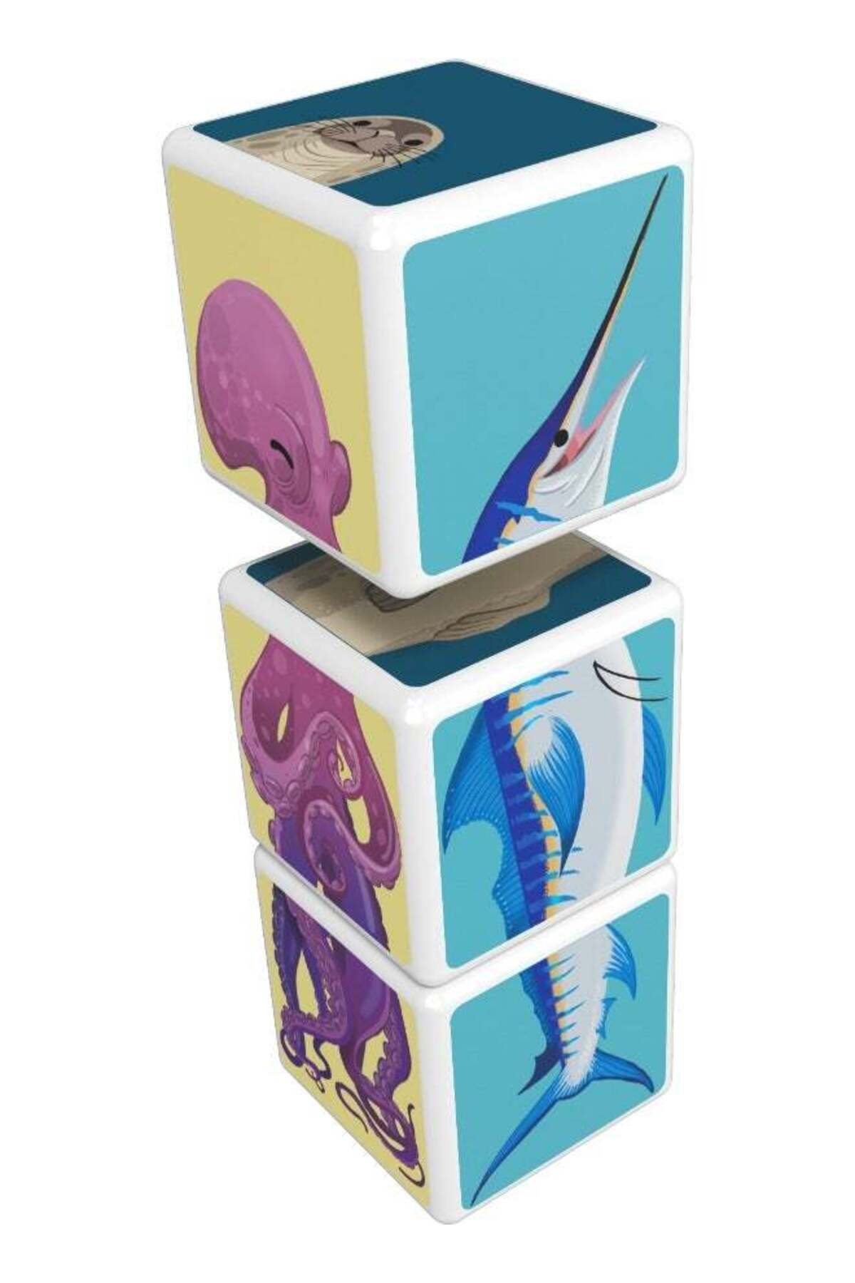 مکعب جادویی میکس اند مچ حیوانات اقیانوس اسباب‌بازی STEM ۱۰۰٪ بازیافتی، ساخت سوئیس، چندرنگ ۳
