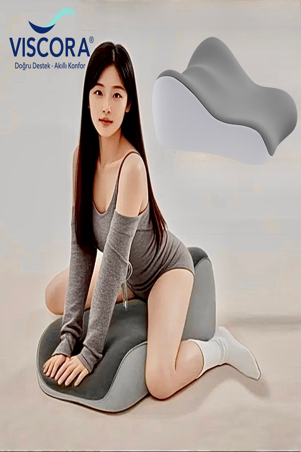 NO BRAND VISCORA® Ortopedik Vücut Destek Minderi – Yapı Visco-Yıkanabilir Kılıf – Ofis/Ev/Yatak