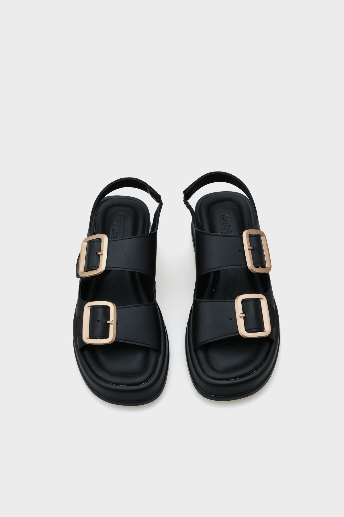 Capone Outfitters-Damensandalen mit Keilabsatz und doppelter Riemenschnalle 7