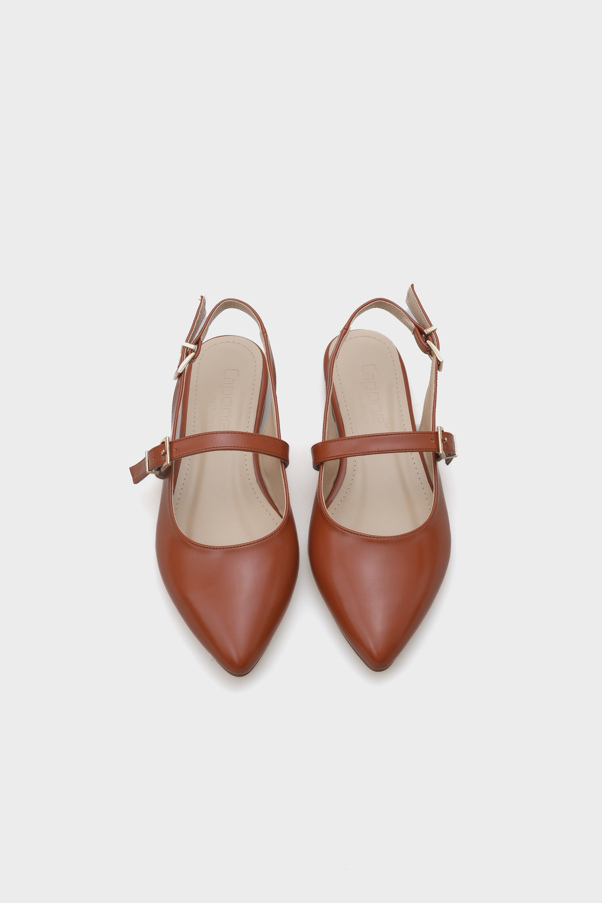 Capone Outfitters-Anna Open Back Strap Buckle Detailed Pointed Toe Women's Ballerinas 5