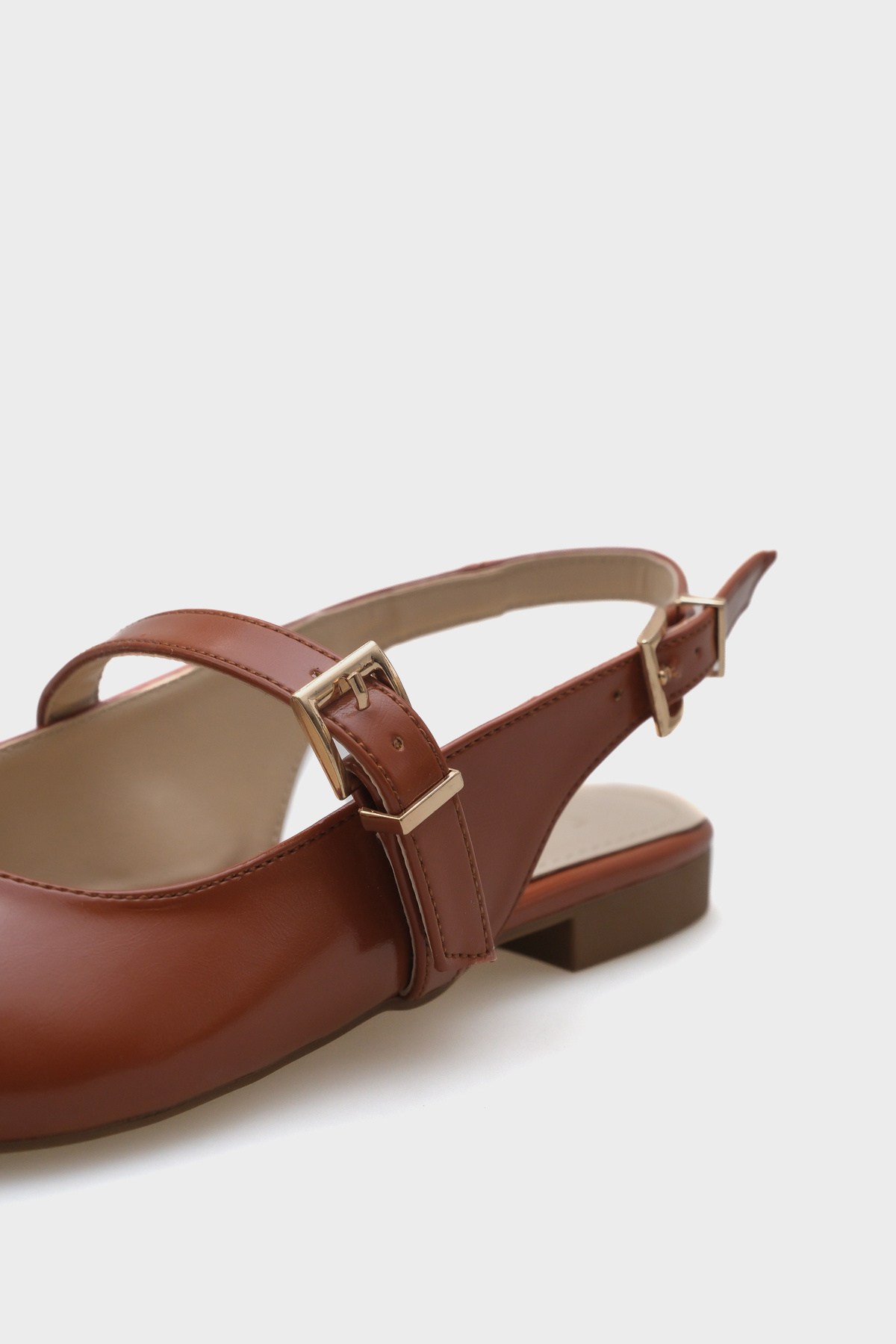 Capone Outfitters-Anna Open Back Strap Buckle Detailed Pointed Toe Women's Ballerinas 3