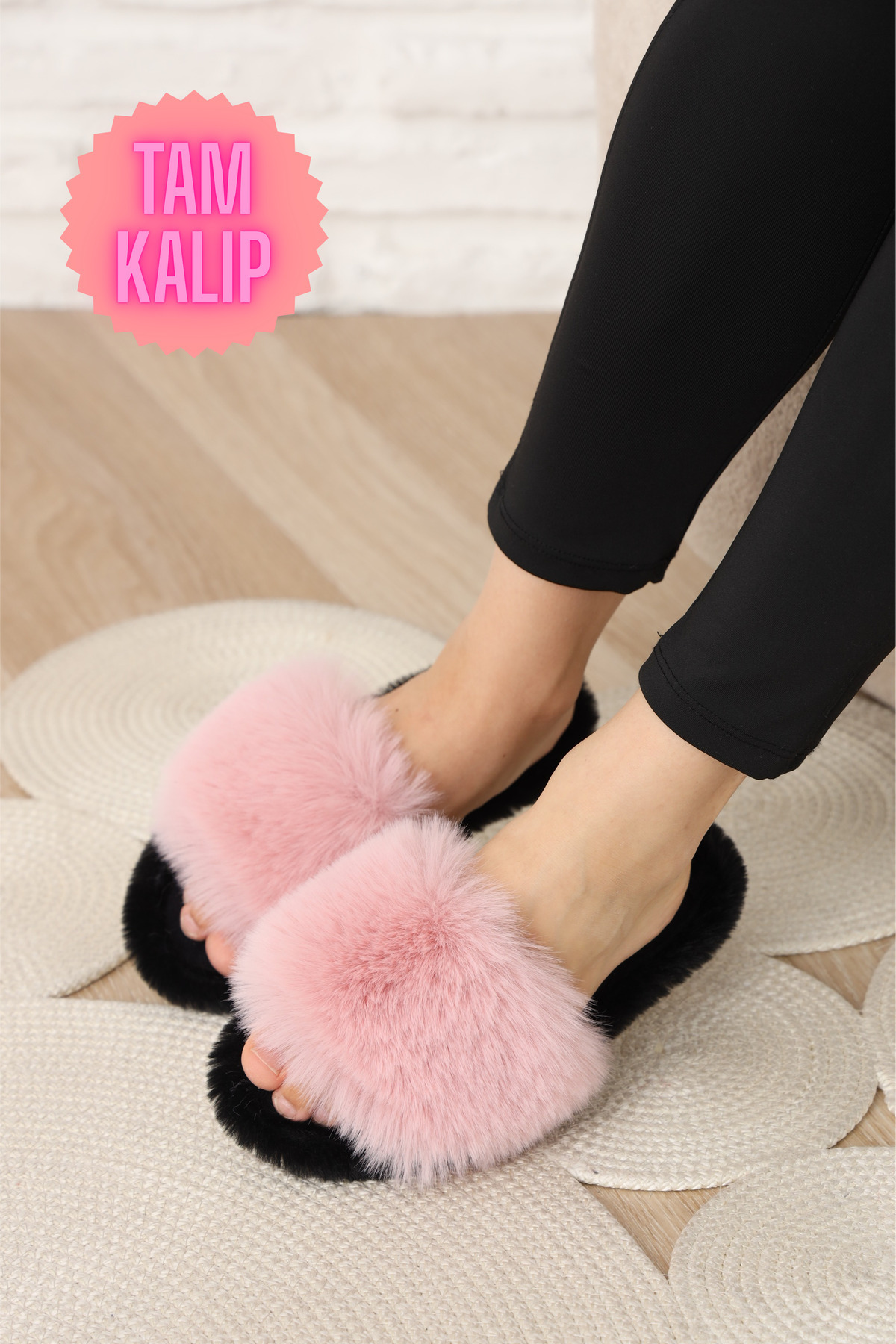 olgun slipper Tüylü Şık Esnek Ev Terliği
