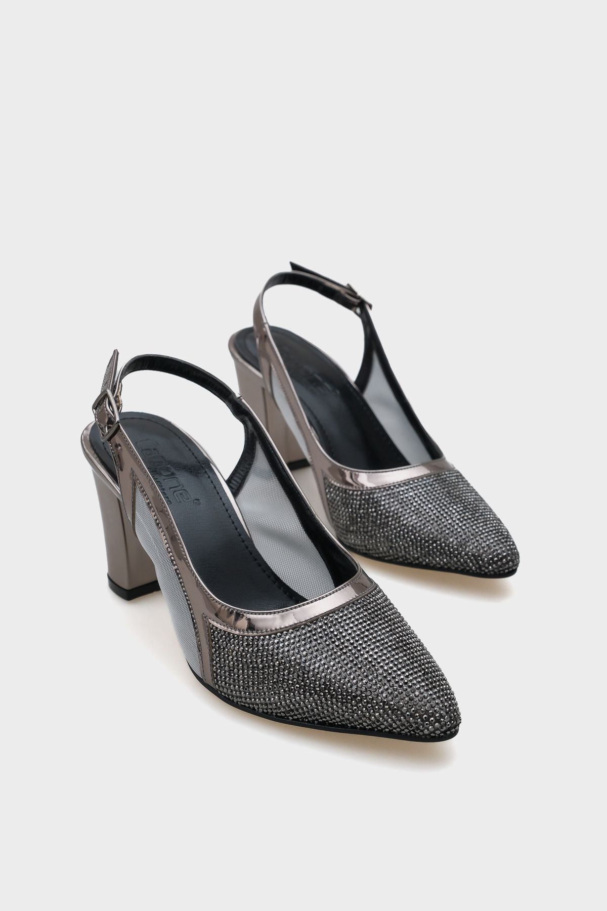 Capone Outfitters-Ola 750 Damen-Schuhe mit Absatz aus Steinnetz und offenem Rücken 1