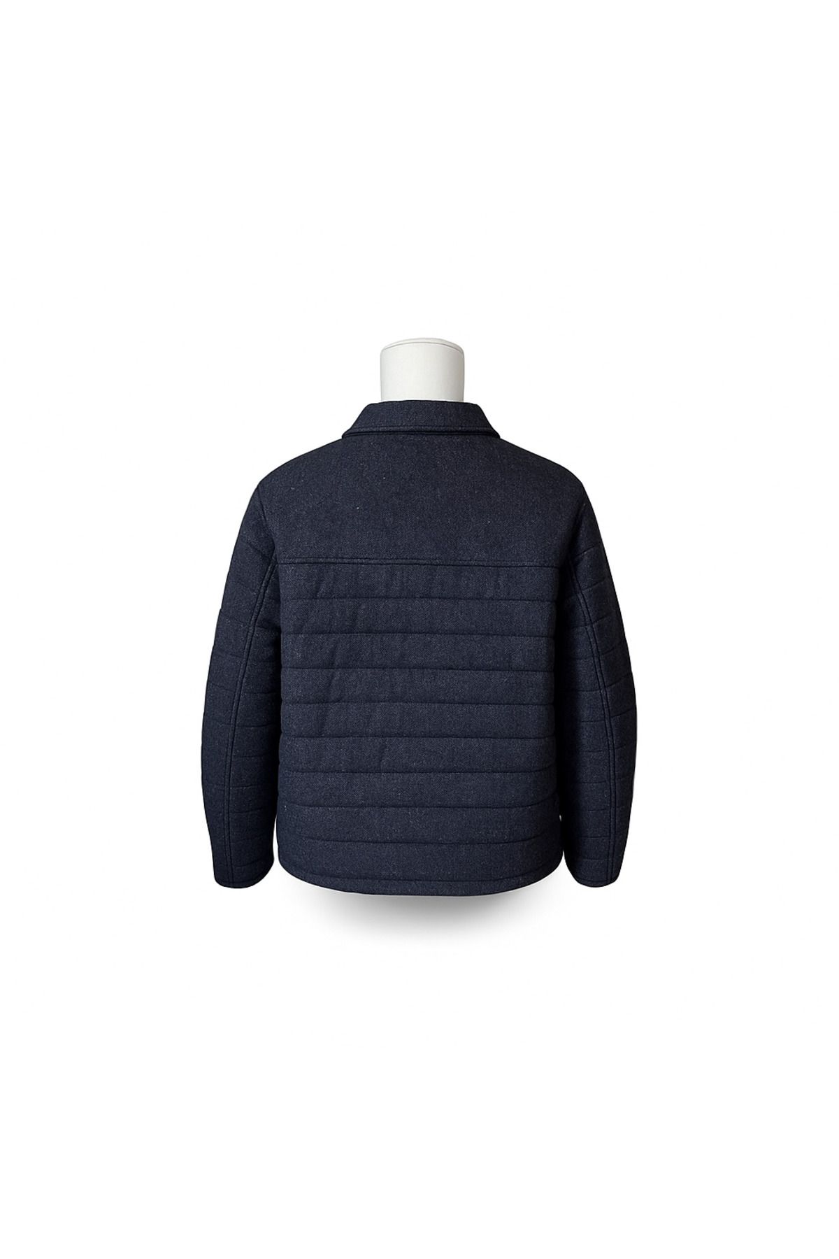 imoop design-Men's Quilted Polo Collar Snap Fastener Knitted Coat 2