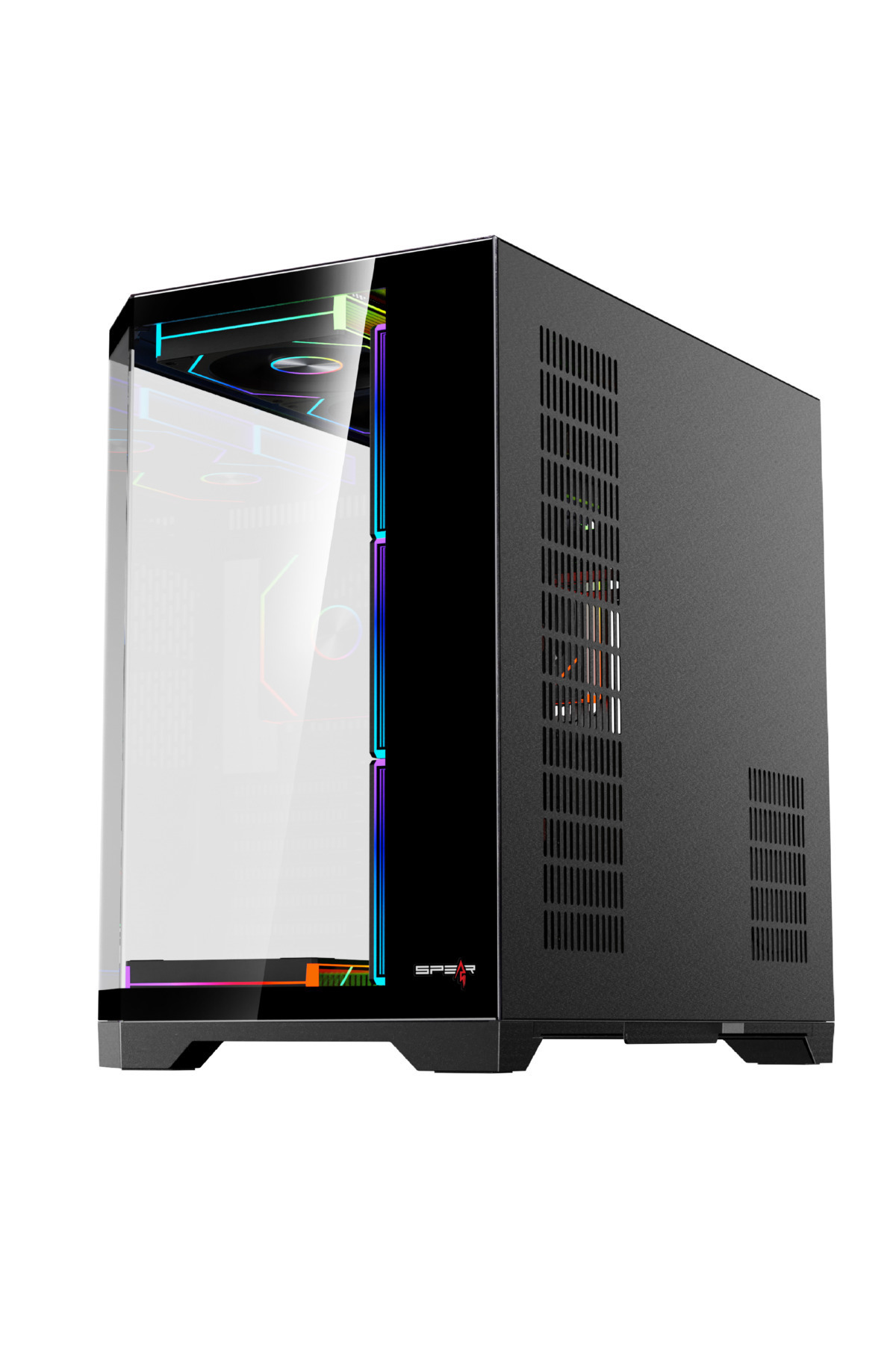 SPEARPC-DOST60PLUS 7 مراوح ARGB ATX Gaming Case مع جهاز تحكم عن بعد باللون الأسود 5