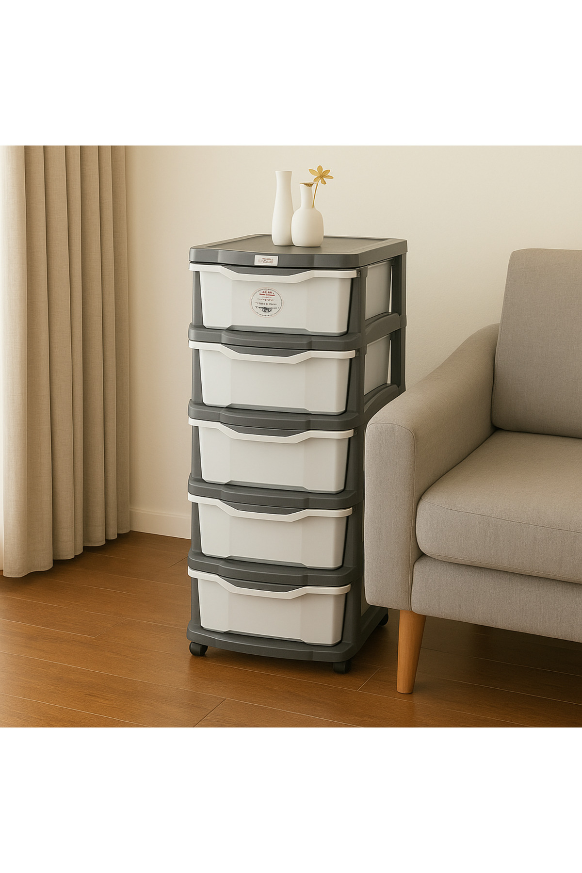 aap-Gray plastic storage drawers - a practical cabinet for organizing clothes and tools 1