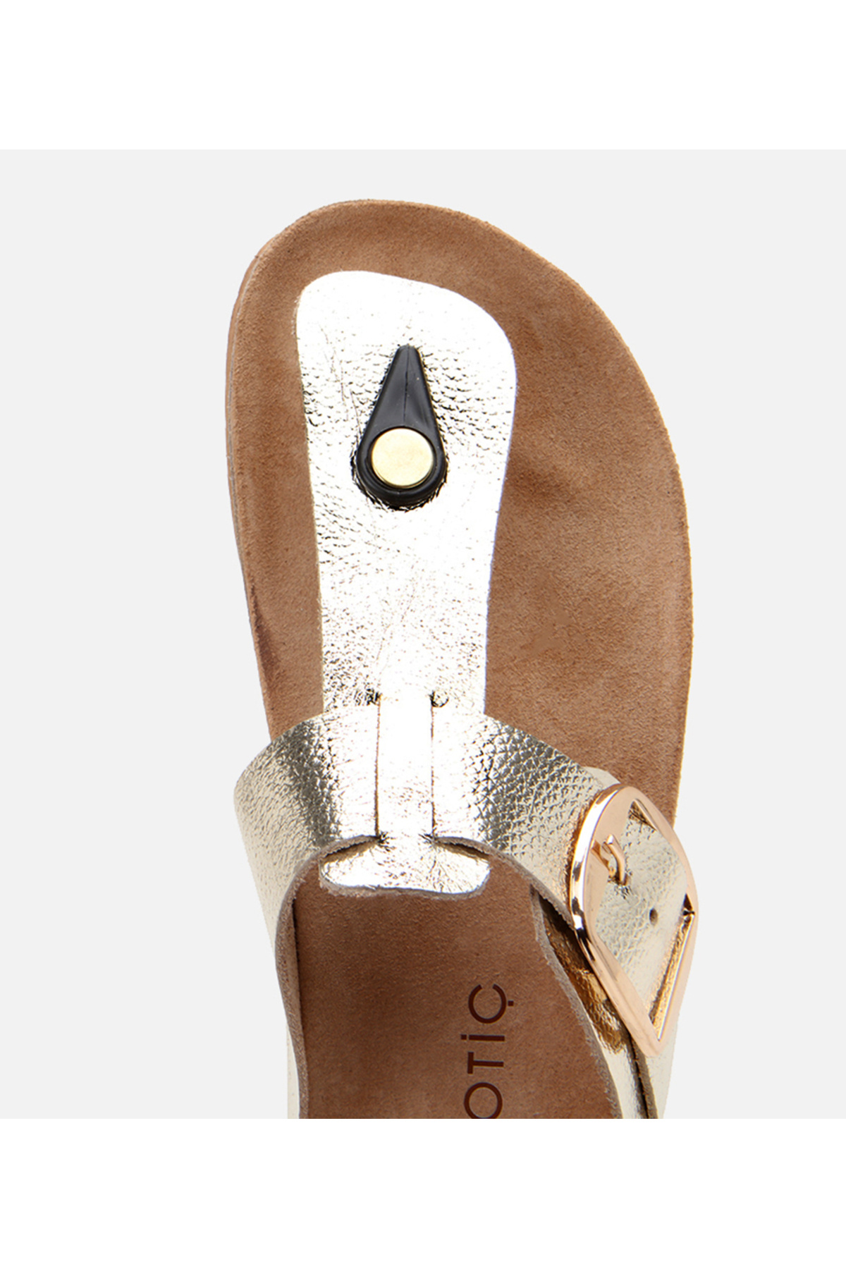 Hotiç-Women's Leather Gold Belted Flip Flops 4
