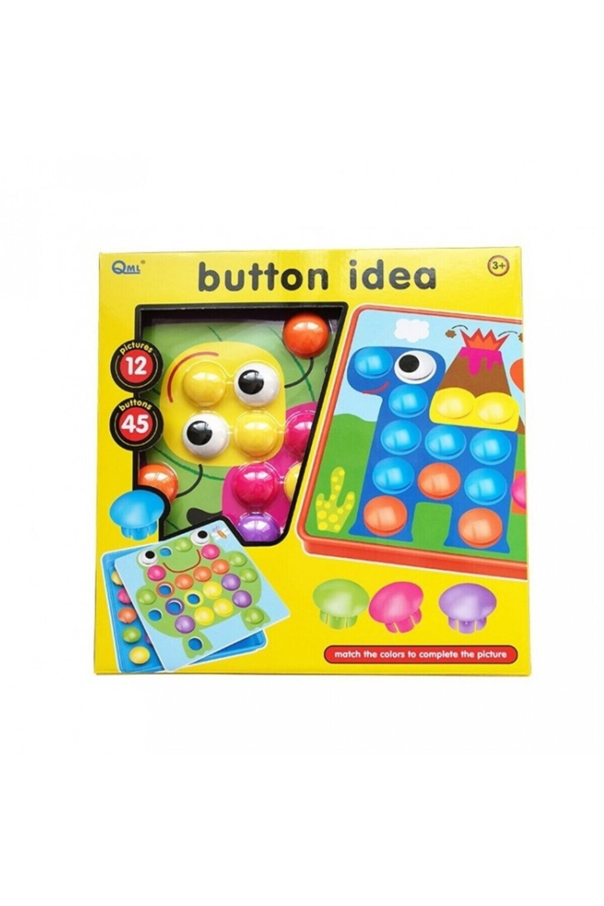 Helga Toys-Button Idea creative game with 12 boards and 46 colored buttons 1