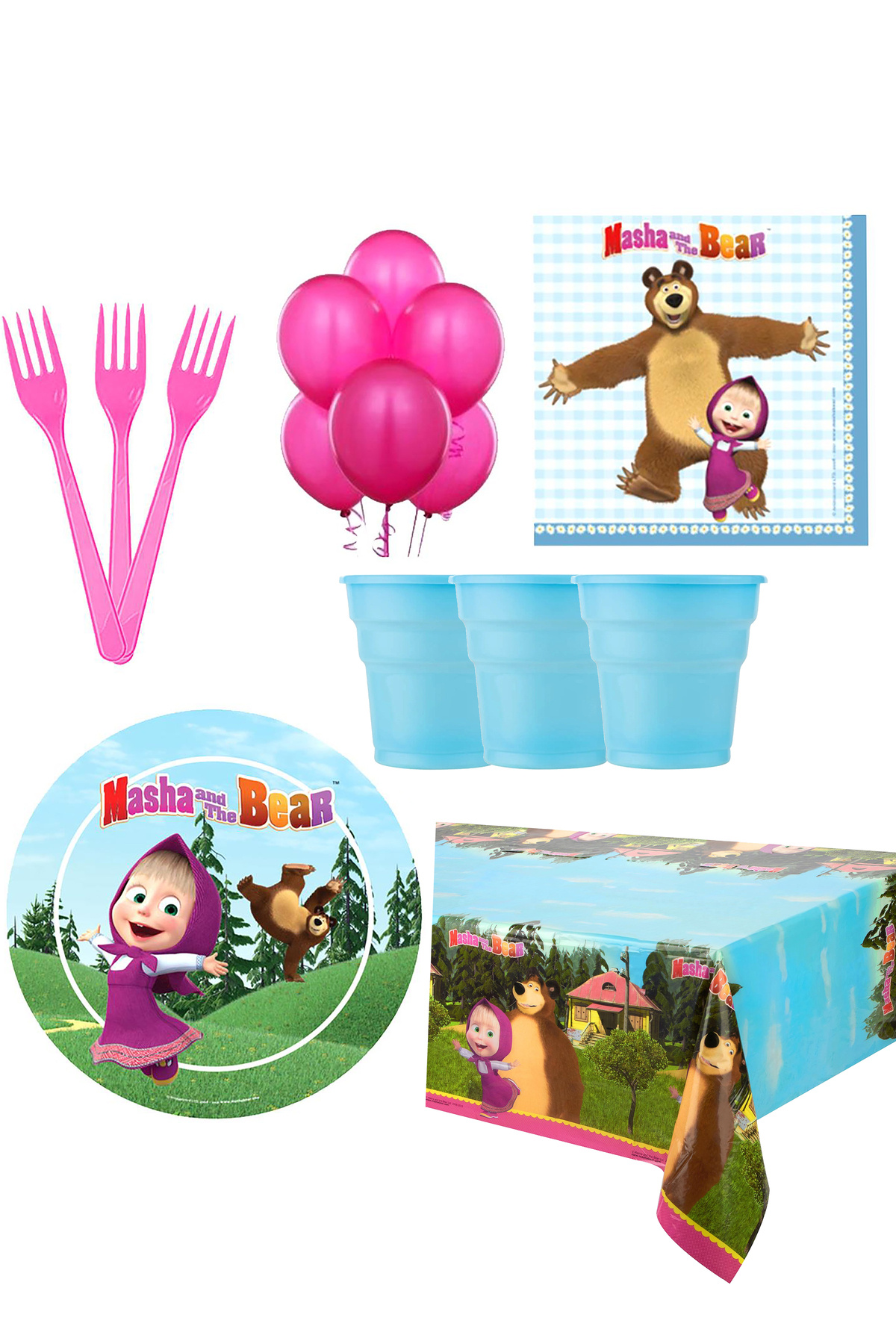 Parti dolabı 16 Kişilik Maşa Ile Koca Ayı Doğum Günü Parti Malzemeleri Seti