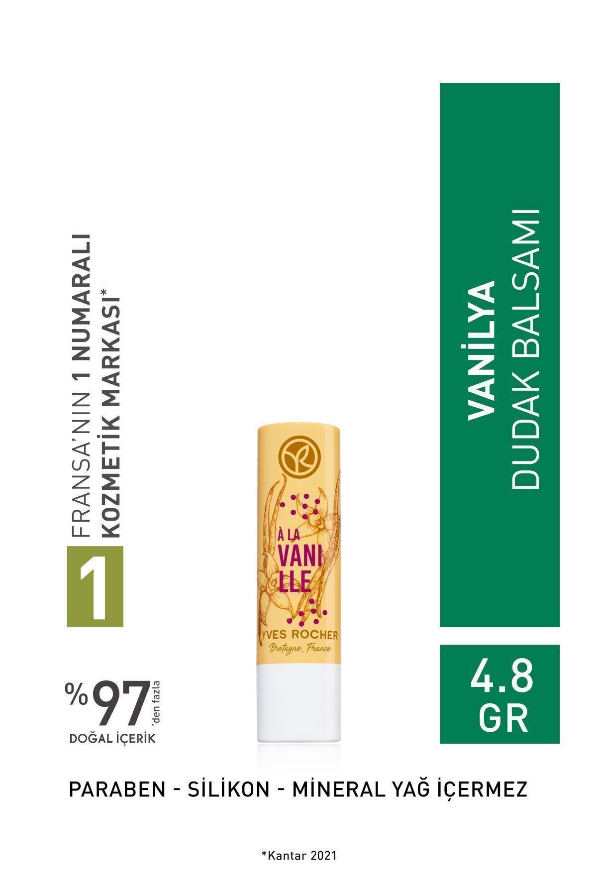 Yves Rocher Dudak Balsamı-Nemlendirici Besleyici Vanilya-4.8gr