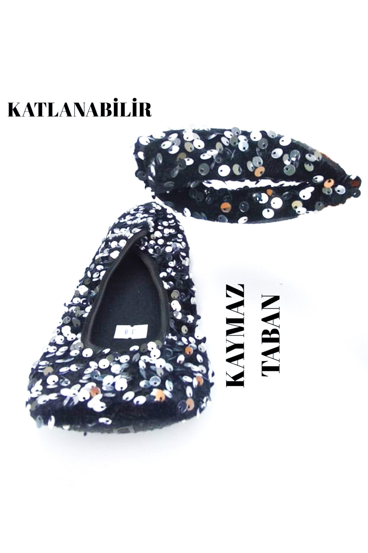 CEYDA SHOES PULLU Kadife Ev,hac, Umre , Hediye, Günlük Babet,Pull Payet Babet, Panduf, Patik, Gösteri Pisi Pisi görsel 3