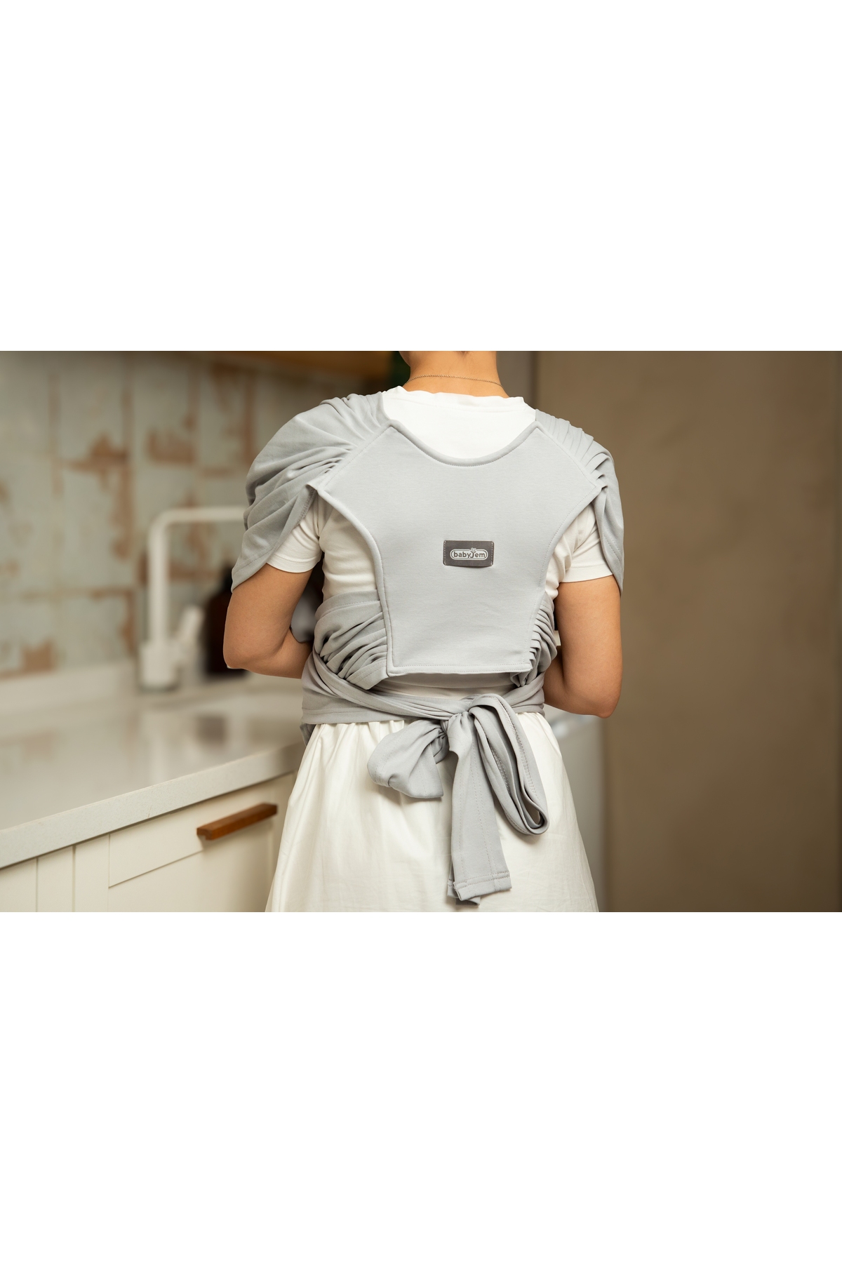 Babyjem Bel Destekli Terletmez Syling Anakucağı Bebek Taşıma Örtüsü Gri fotoğrafı 3 (önizleme)