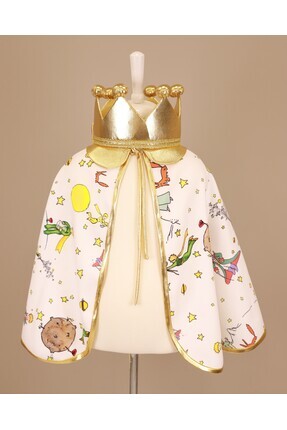 MudMarks Beyaz Küçük Prens Pelerin ve Taç Seti, çocuklar için eğlenceli ve şı...