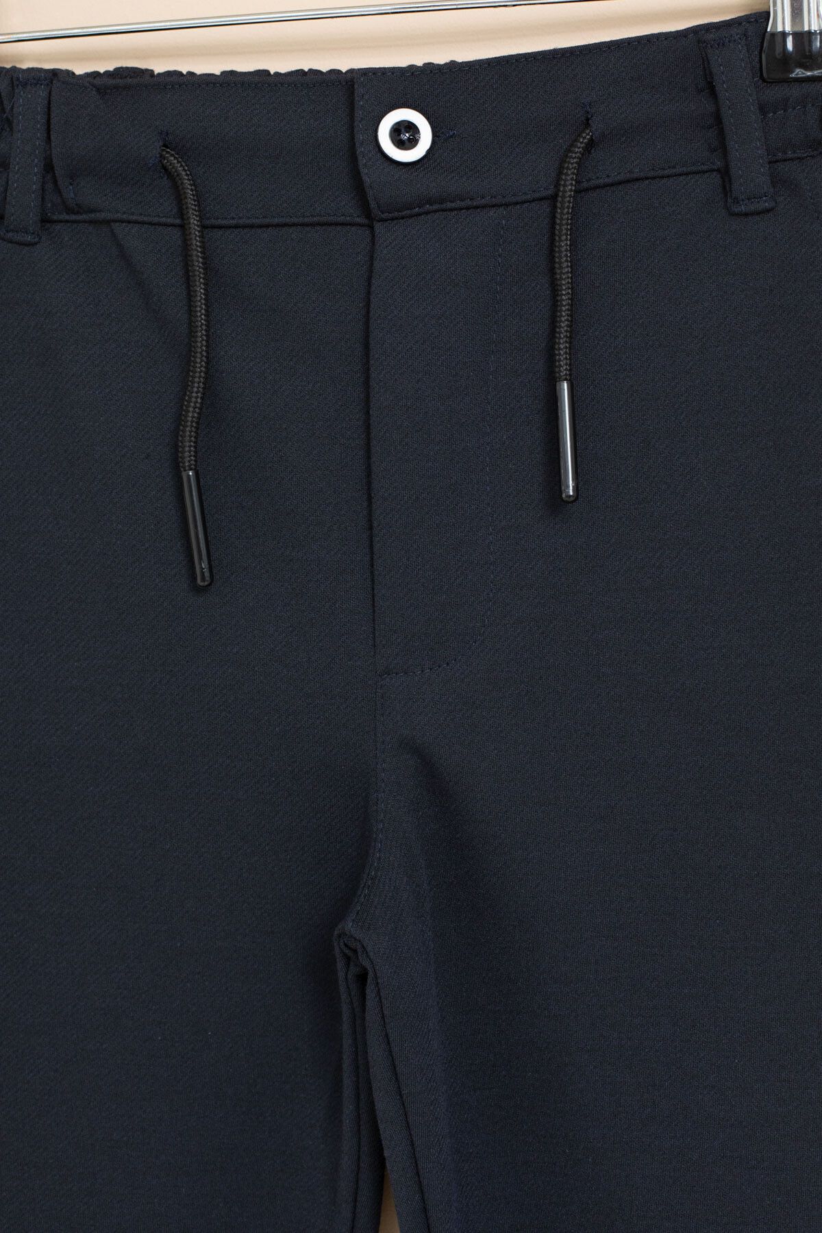 Cansın Mini-Navy Blue Boy's Double Leg Basic Fabric Trousers with Elastic Waist 21421 2