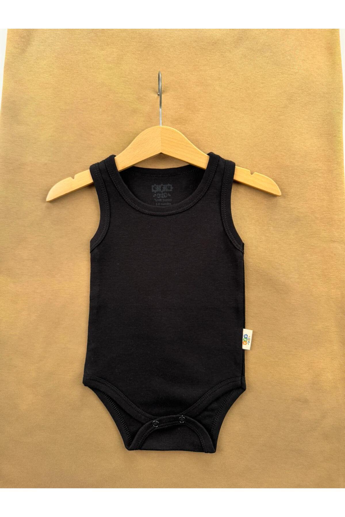 EFU BABY 5'li Siyah %100 Pamuklu Askılı Bebek Çıtçıtlı Atlet Body Zıbın fotoğrafı 6 (önizleme)