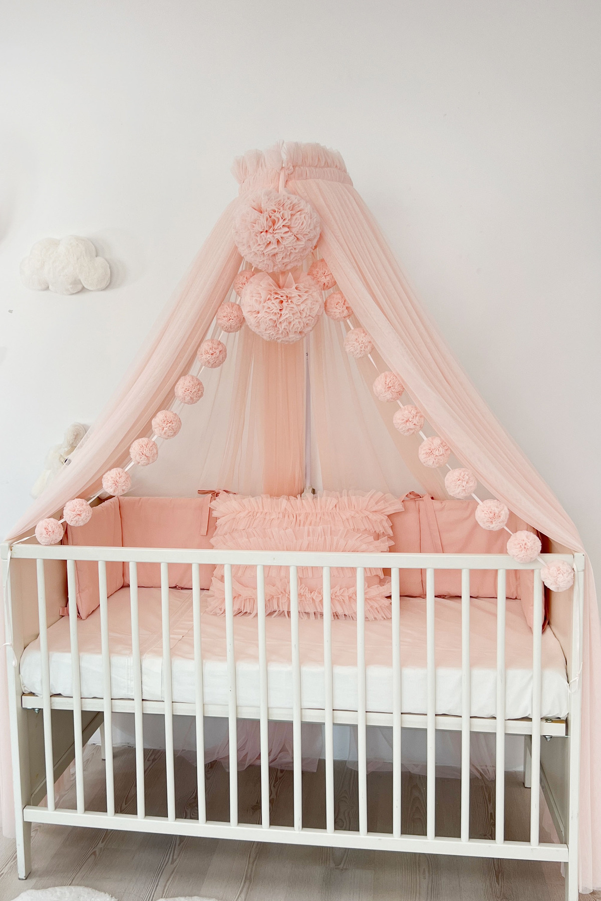 PAMUKA Bebek Beşik Cibinliği Tül Sineklik Baby Pink fotoğrafı 4 (önizleme)