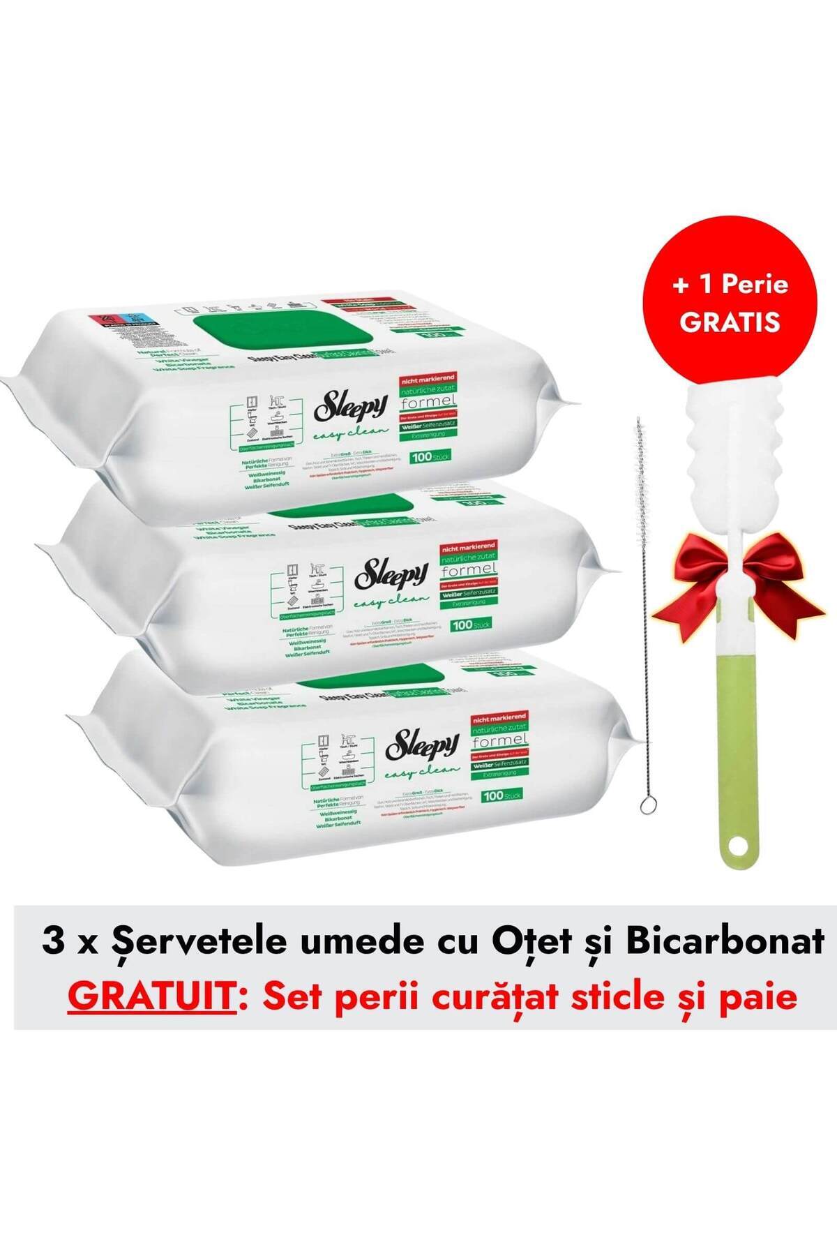 Sleepy Pachet promoțional 3 șervețele umede cu bicarbonat, curățare suplimentară, pachet de 100 de bucăți, ușor de curățat
