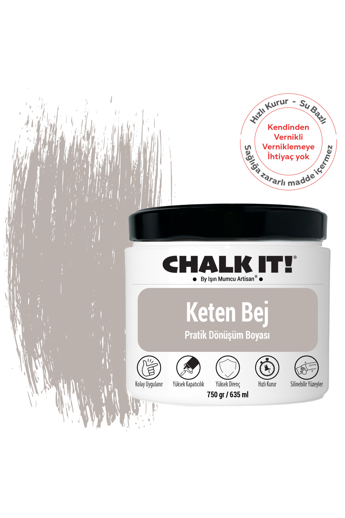 パキスタン スモーキーNo1278 Işın Mumcu Artisan Chalk It Kendinden Vernikli Boya | Keten Bej