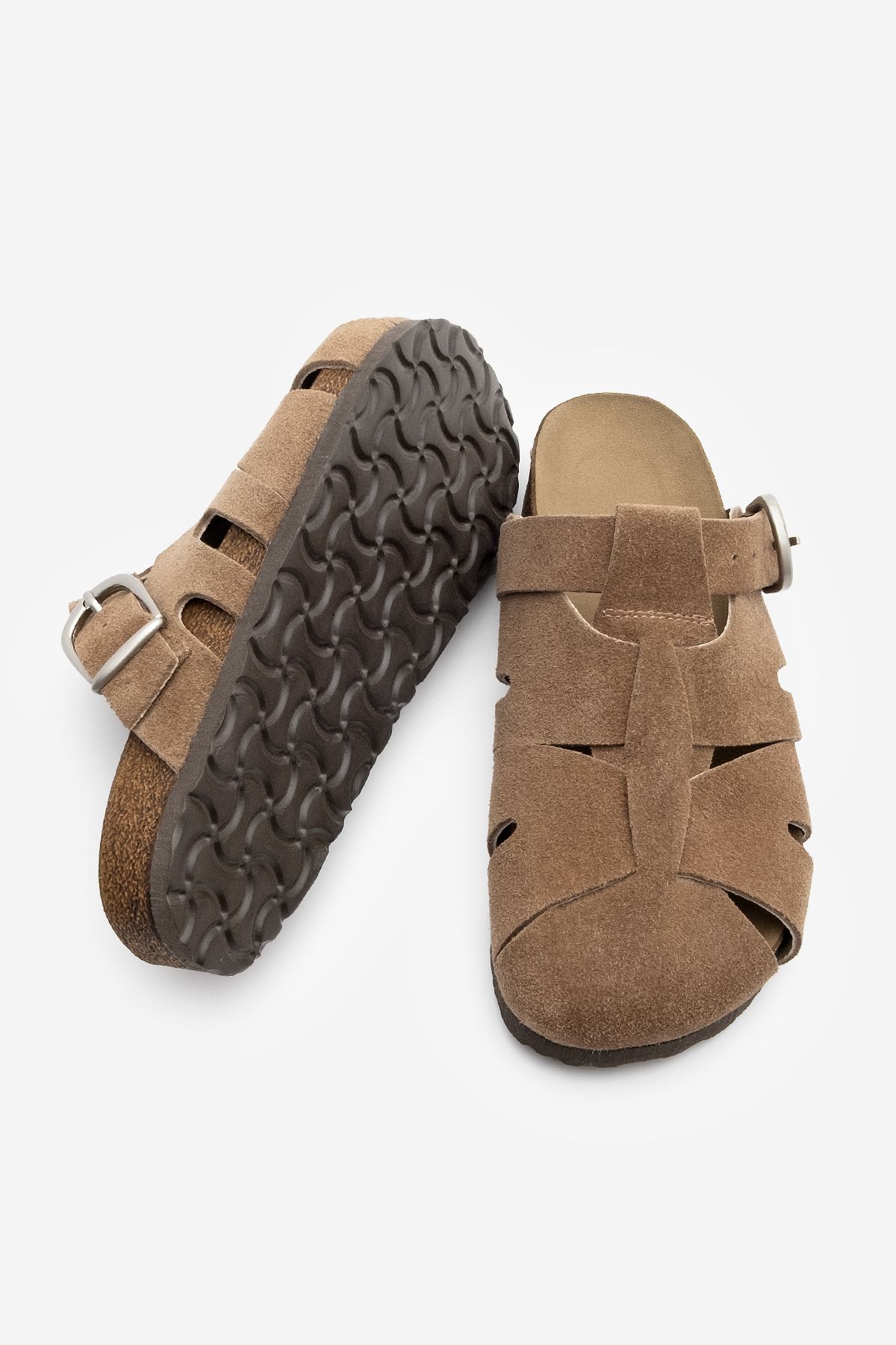Marjin-Γυναικείες παντόφλες Tan Suede - Γνήσιο δέρμα, Κλειστό Μπροστινό Σχέδιο, Casual Yolis 7
