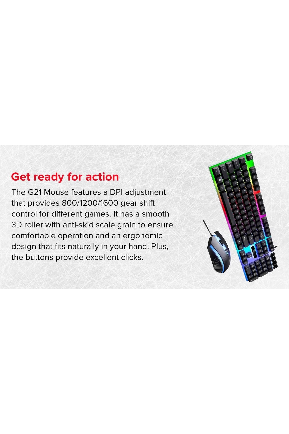 G21-Led Gaming Keyboard With Mouse Set Black 3