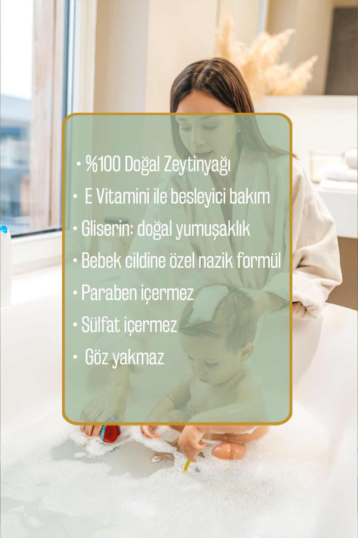 Olivos %100 Doğal Organik Zeytinyağlı Bebek Şampuanı, Saç ve Vücut için, Nemlendirici Etkili, 400 ml fotoğrafı 5 (önizleme)