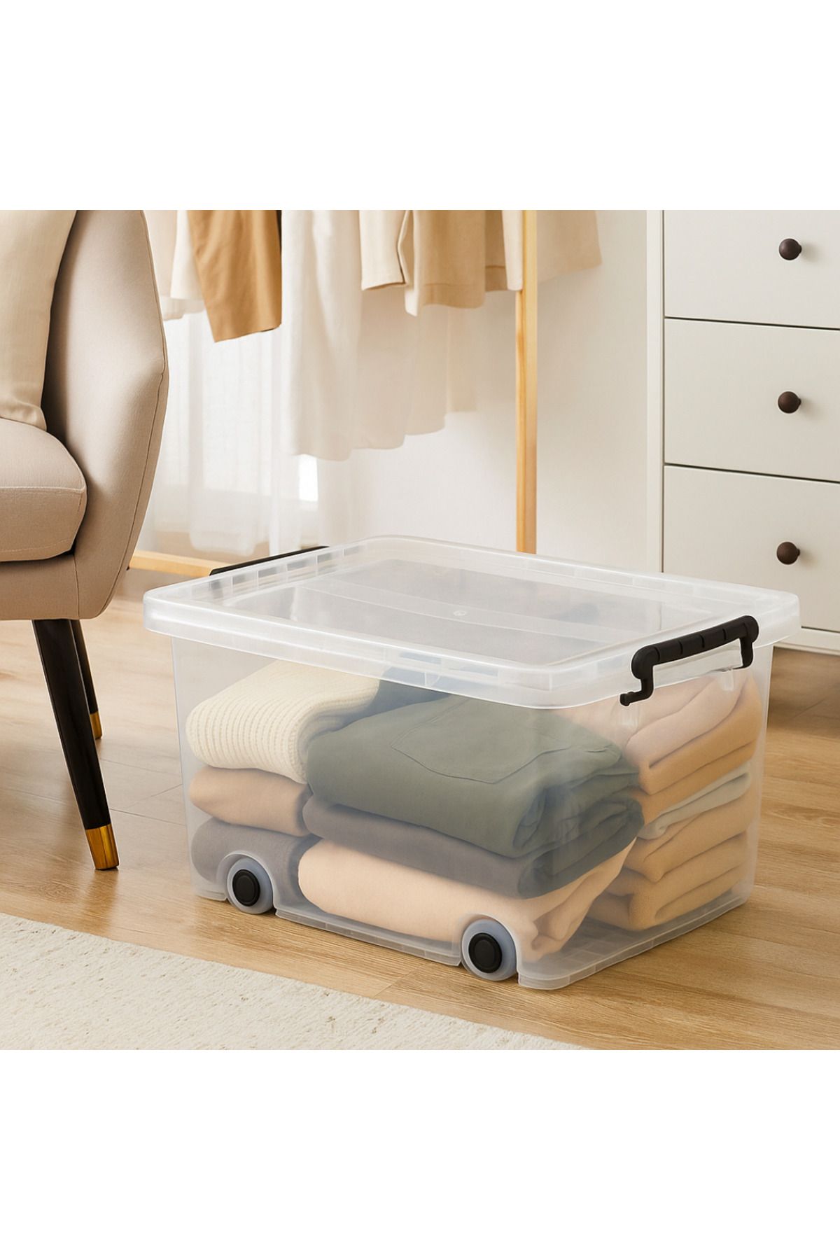 SUPPLIER-Clear Plastic Storage Container with Wheels and Lid, Portable & Stackable | Lock Lid Organizing Cont 1