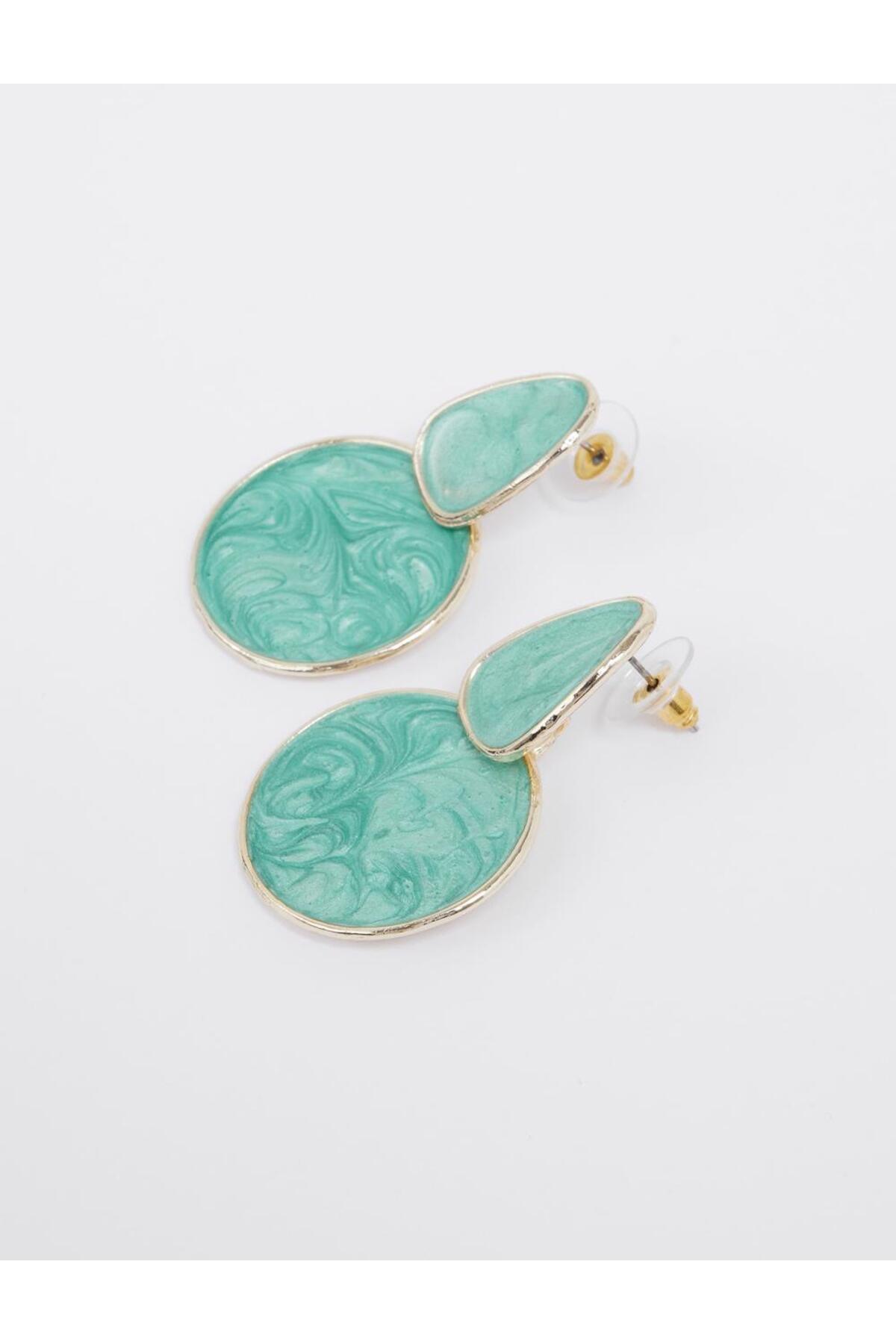 Jimmy Key-Green Glossy Round Figured Earrings 3