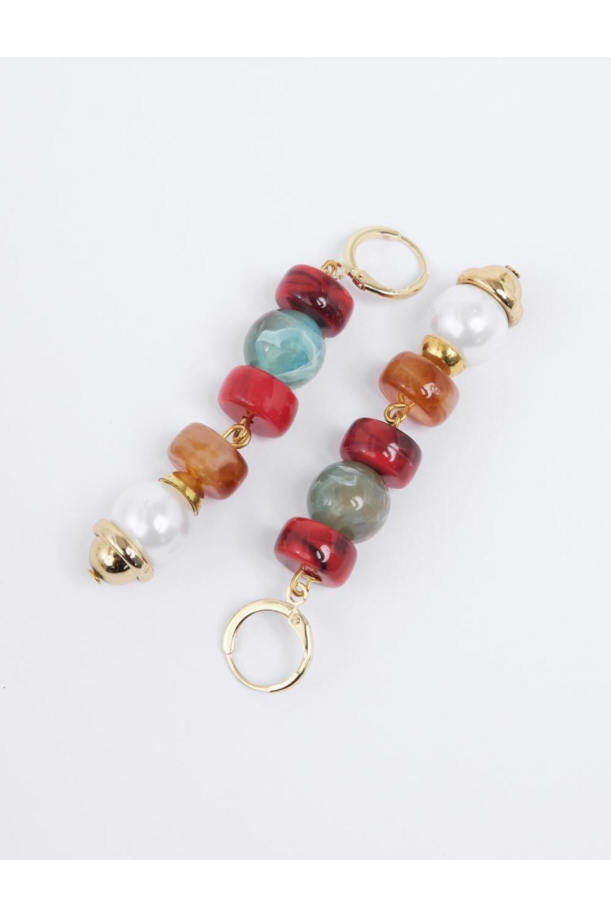 Jimmy Key-Mixed Color Stone Detailed Hanging Earrings 3