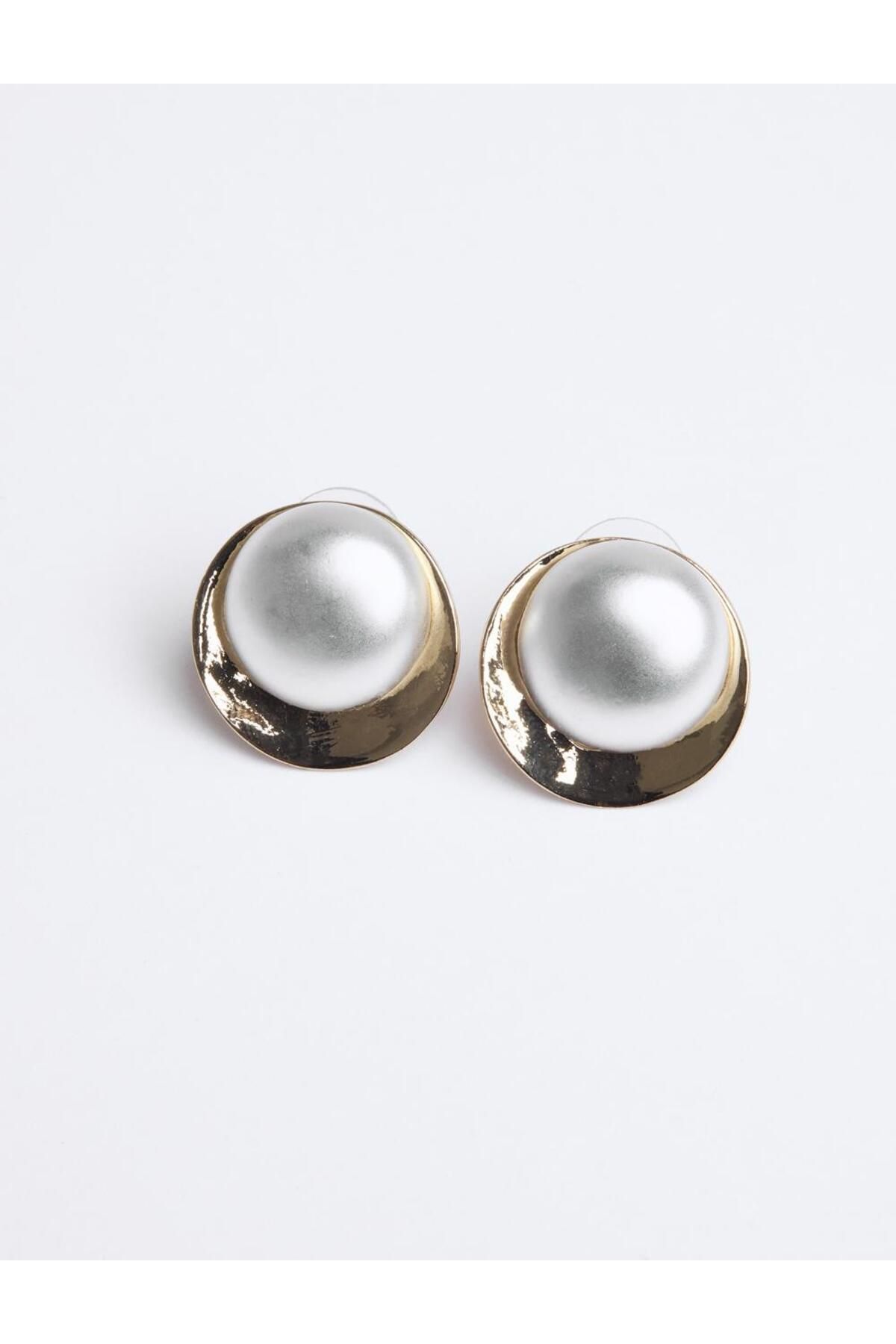 Jimmy Key-White Oval Figured Pearl Earrings 2