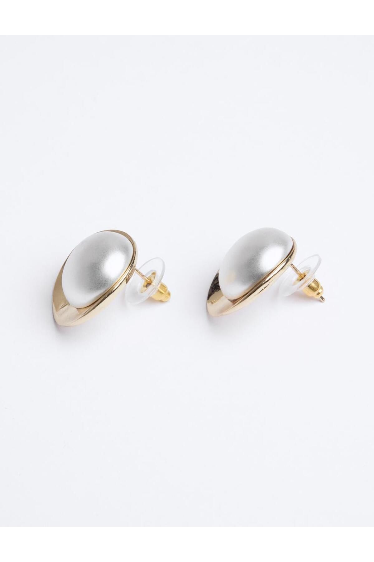 Jimmy Key-White Oval Figured Pearl Earrings 3