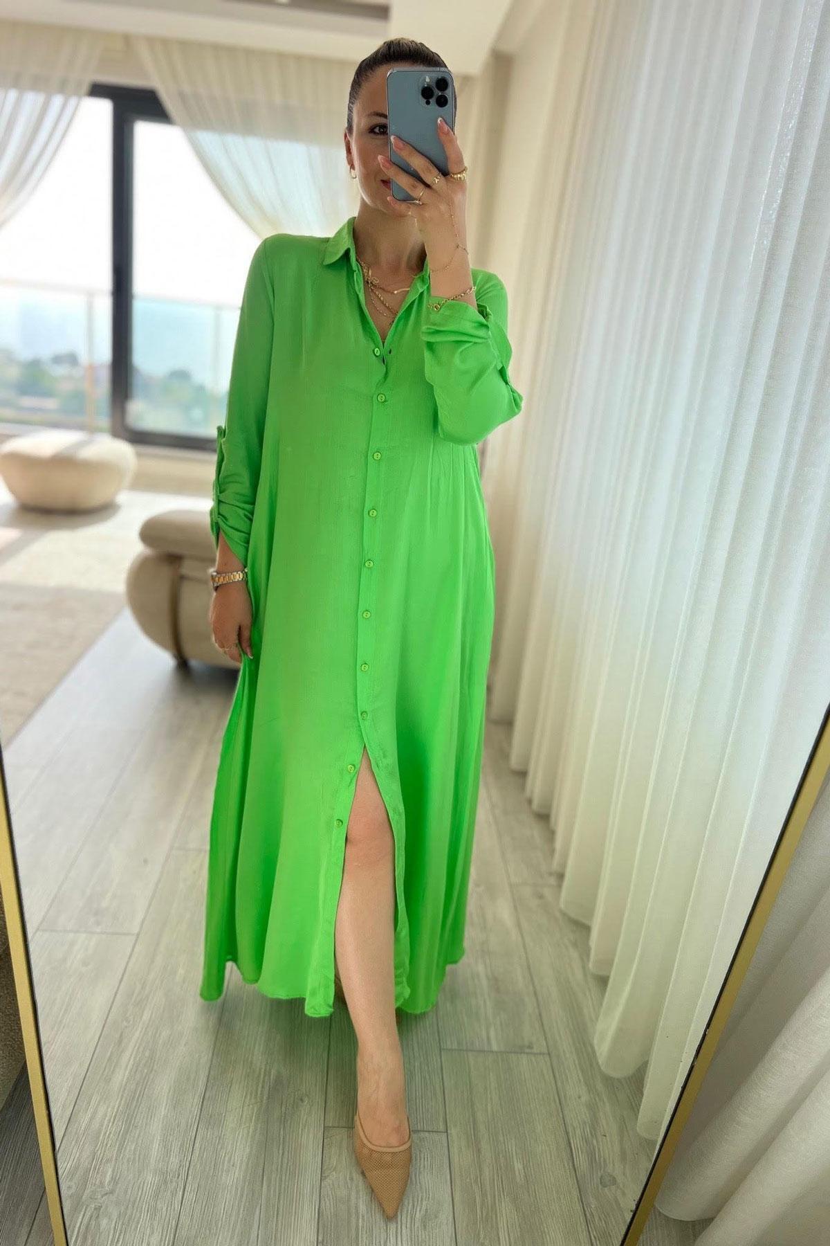 DISHI FASHİON Long Shirt Dress Without Belt